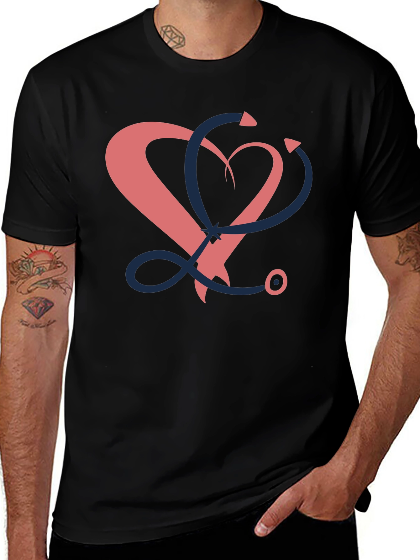 Variant 22 of Heart Stethoscope Graphic Tee - Medical Love Shirt