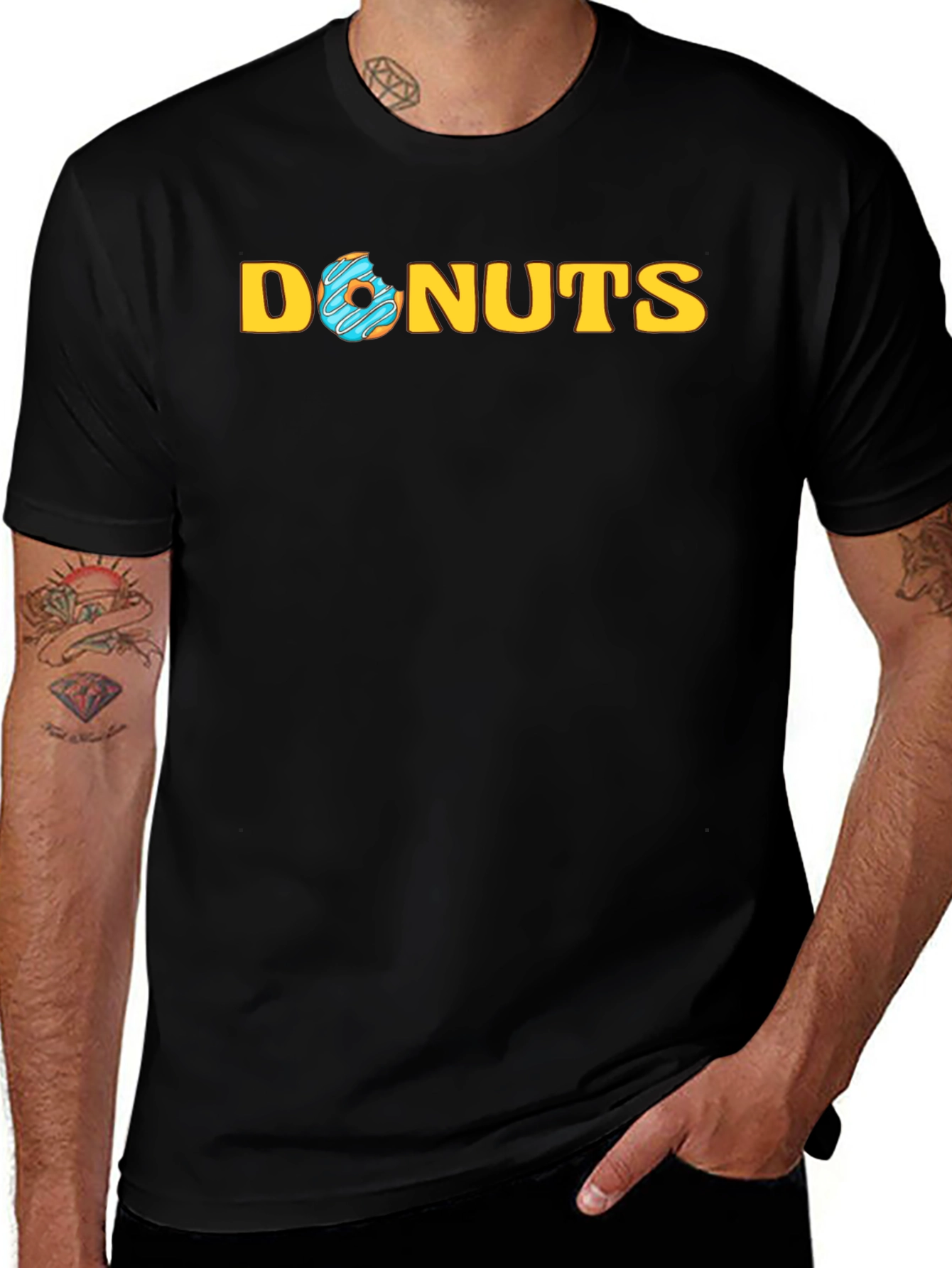 Variant 22 of Donuts Graphic Tee -  Trendy Black T-Shirt