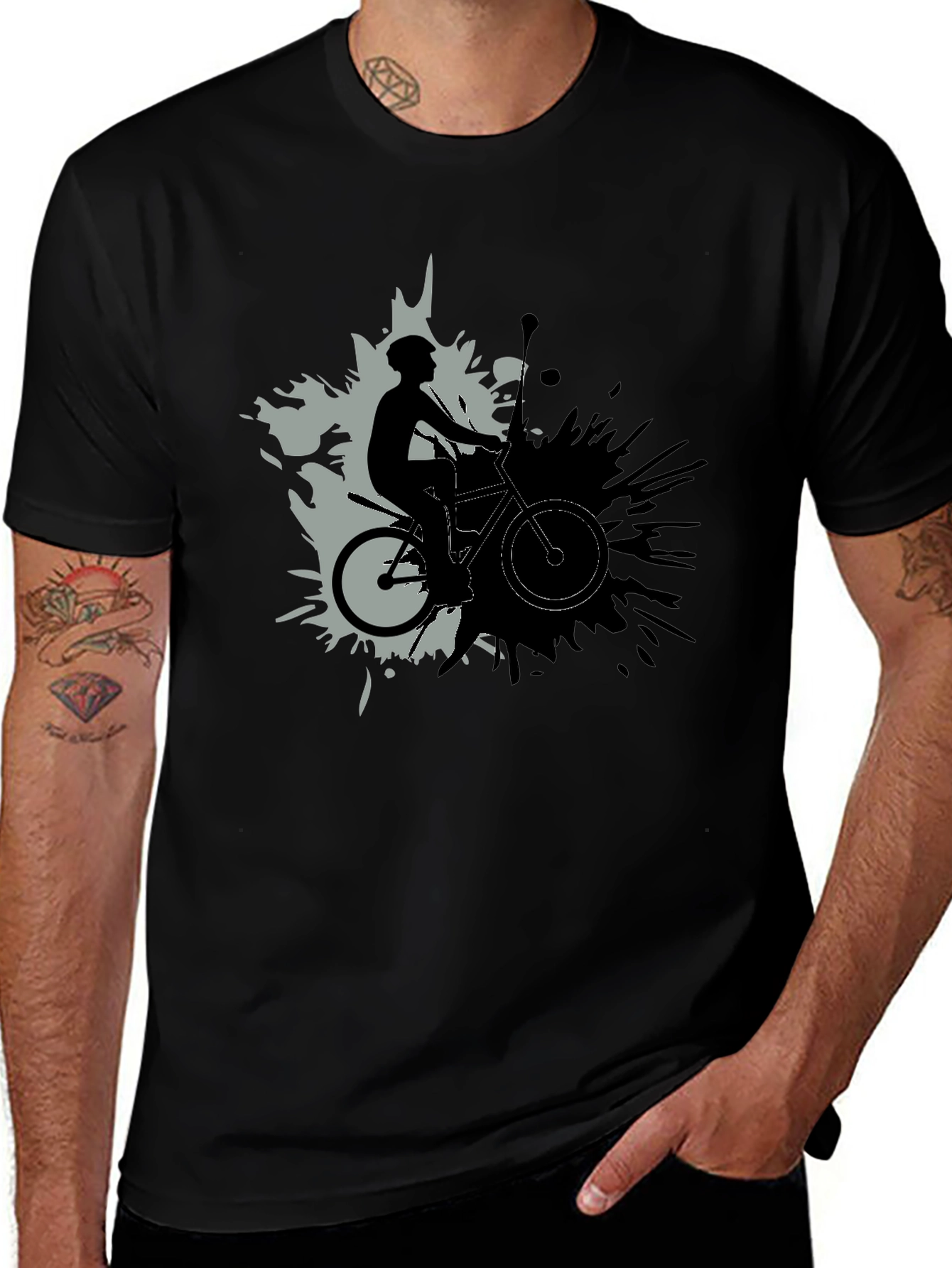 Variant 22 of Stylish Cyclist Graphic Tee - Black Casual T-Shirt