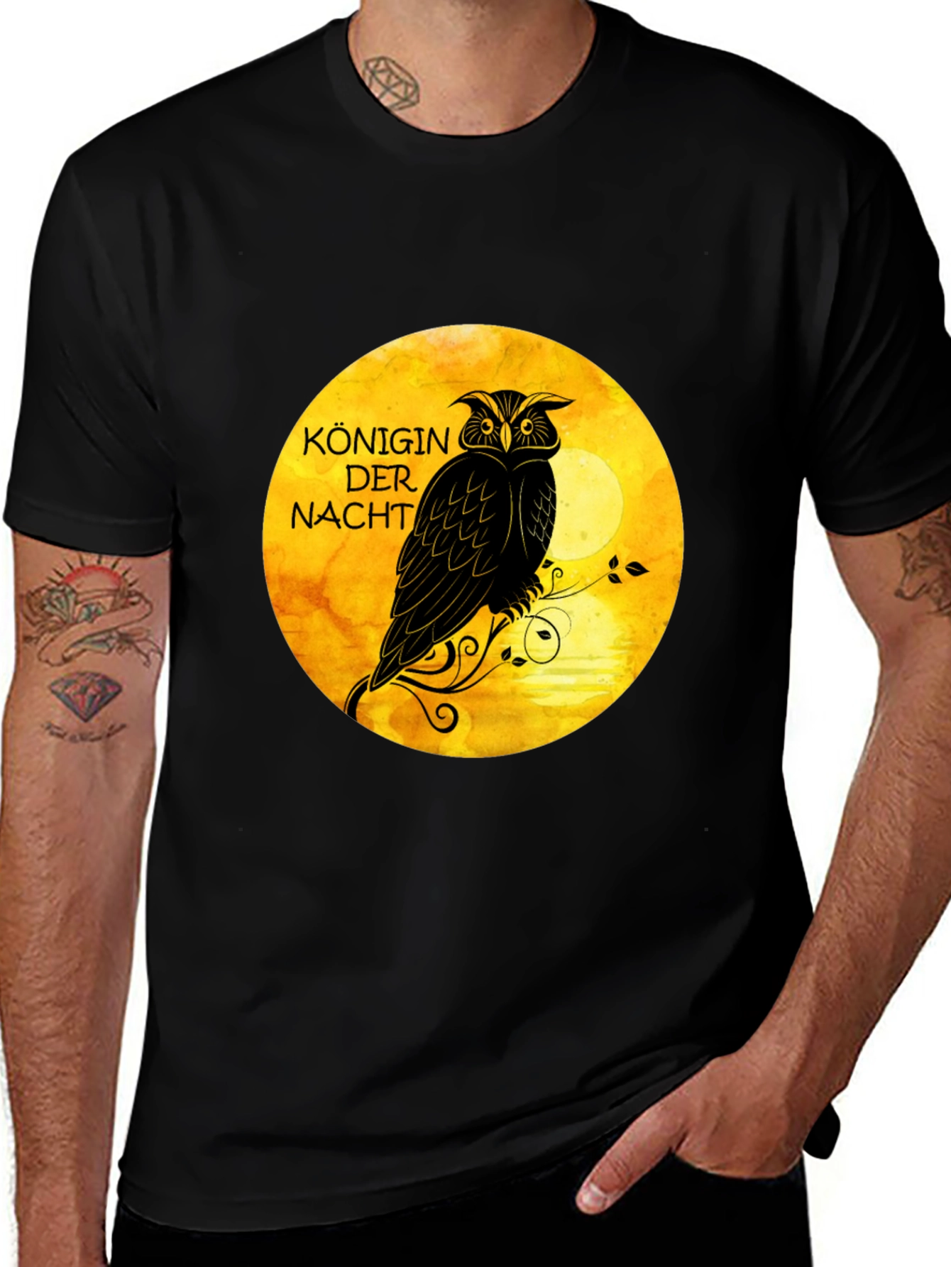 Variant 3 of Owl Queen of the Night Graphic Tee - Black Cotton T-Shirt