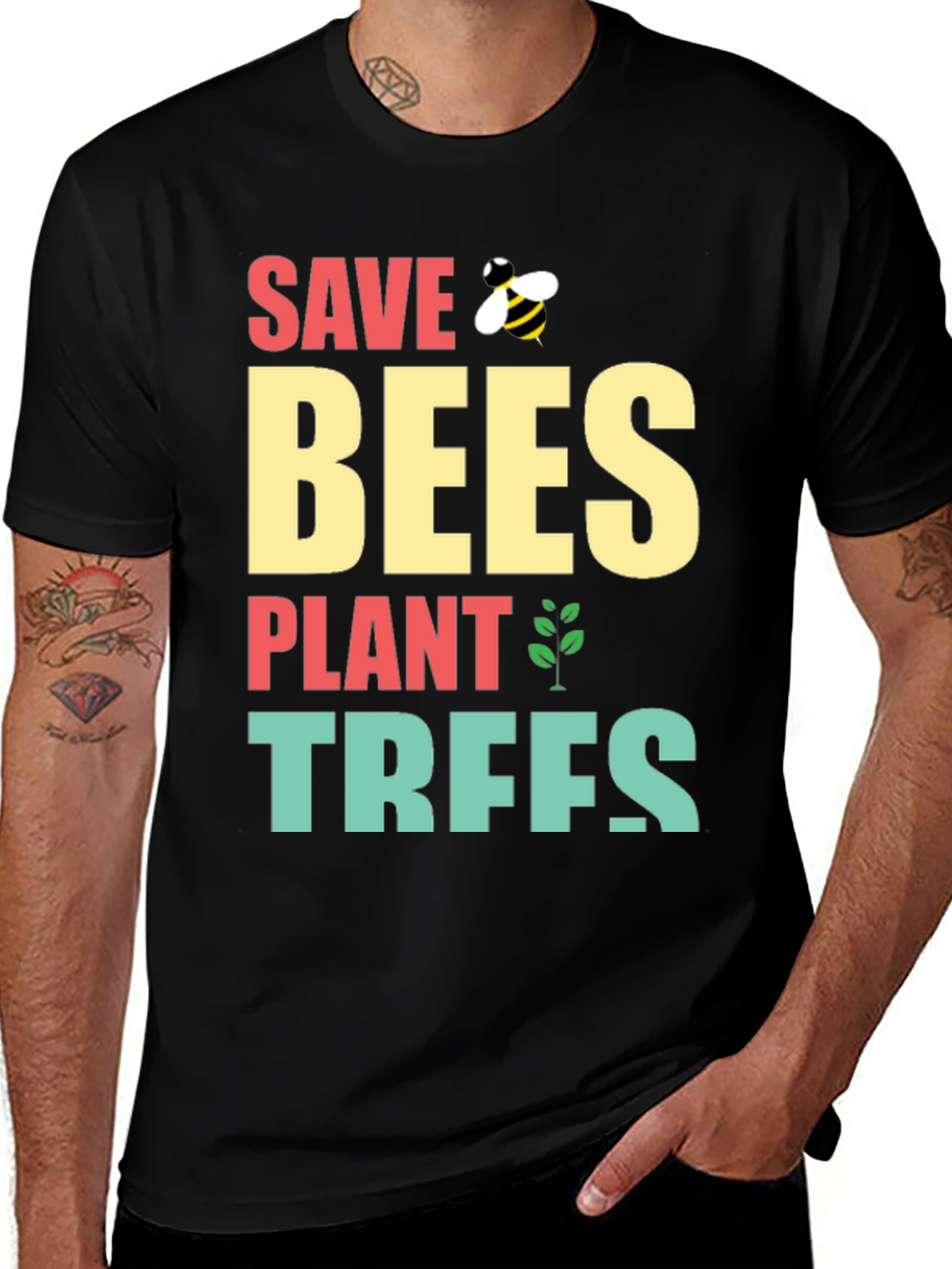 Variant 15 of Save Bees Plant Trees Graphic Tee