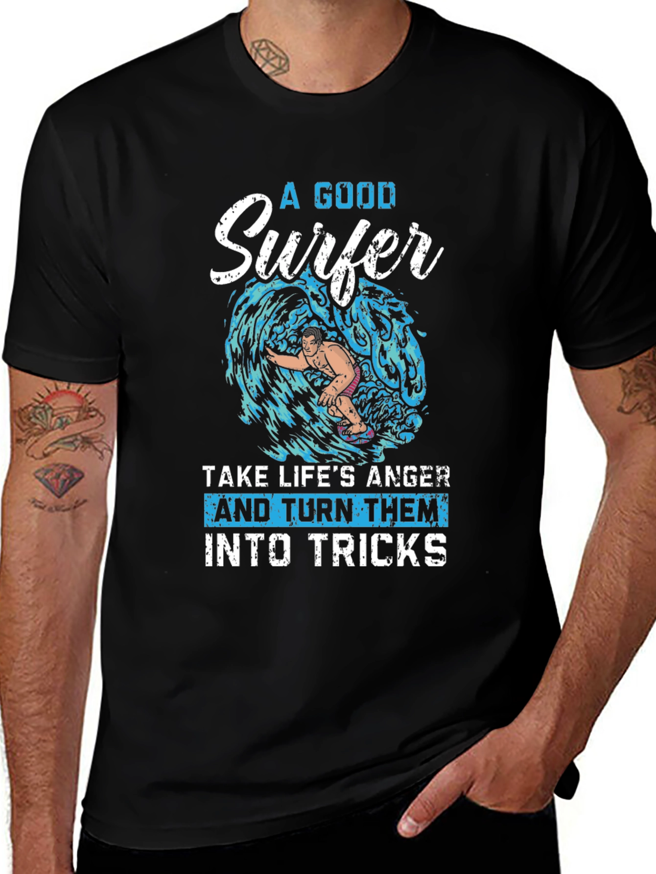 Variant 29 of Surfer Graphic Tee - Turn Anger Into Tricks!