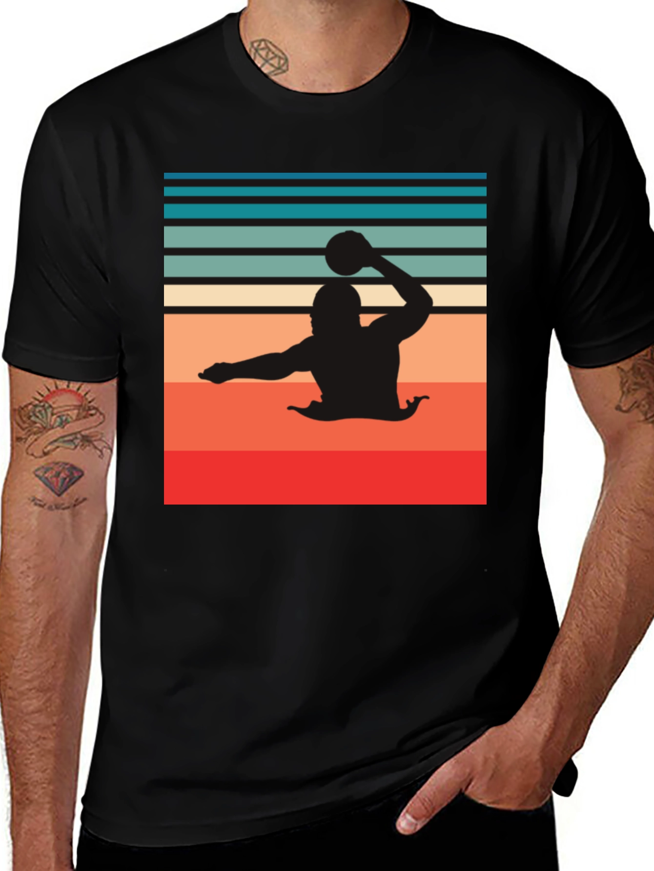 Variant 4 of Retro Water Polo Player T-Shirt - Black