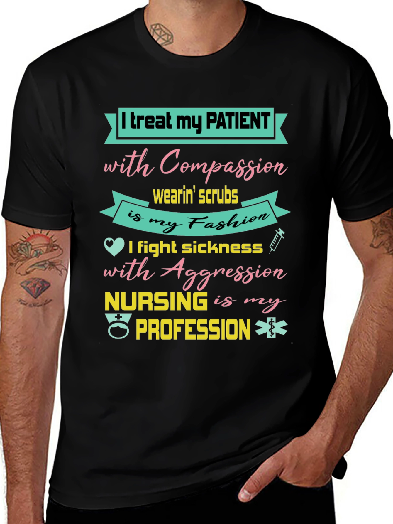 Variant 17 of Nurse T-Shirt: Compassion & Aggression