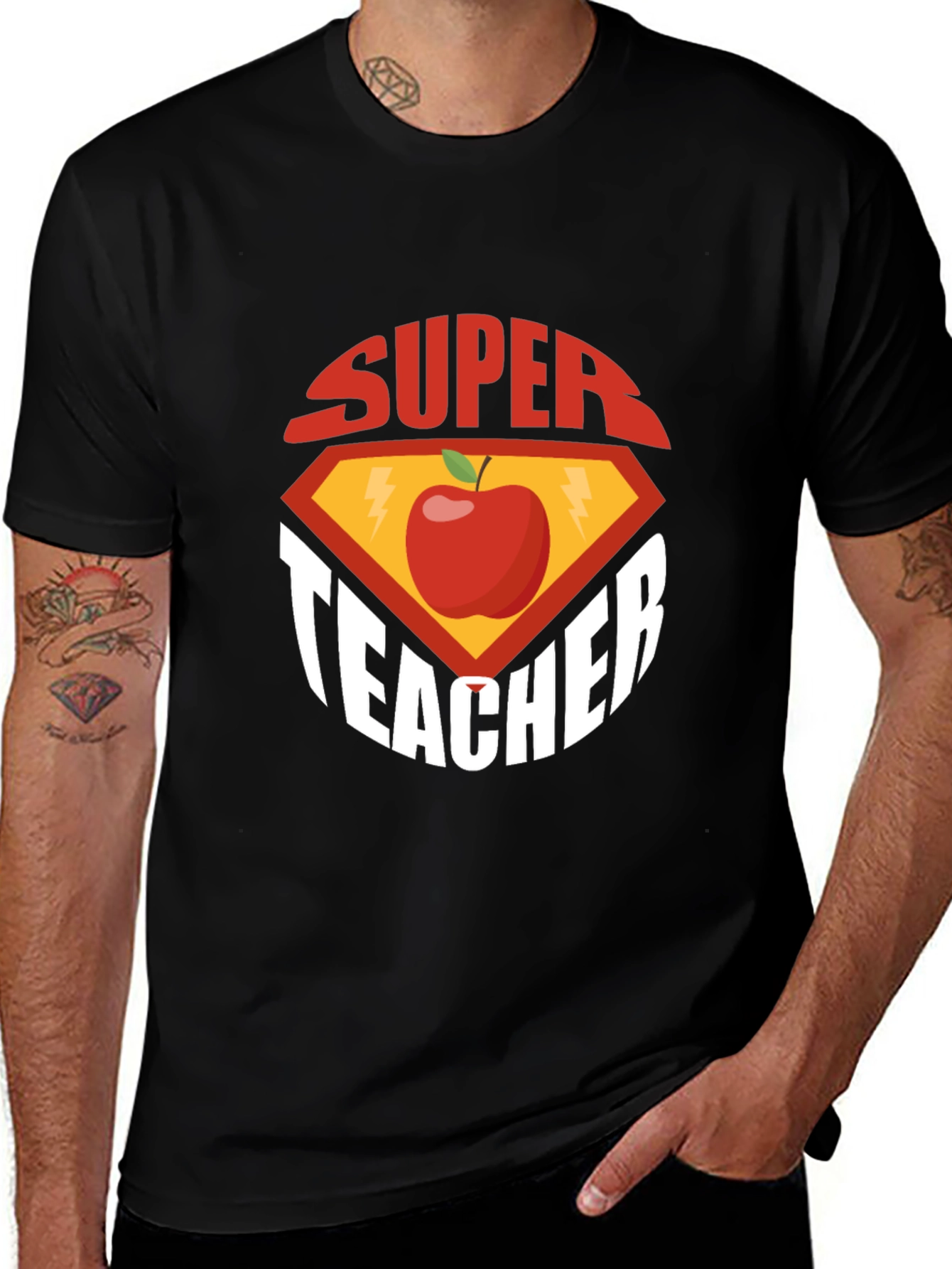 Super Teacher Graphic Tee - Black Cotton T-Shirt