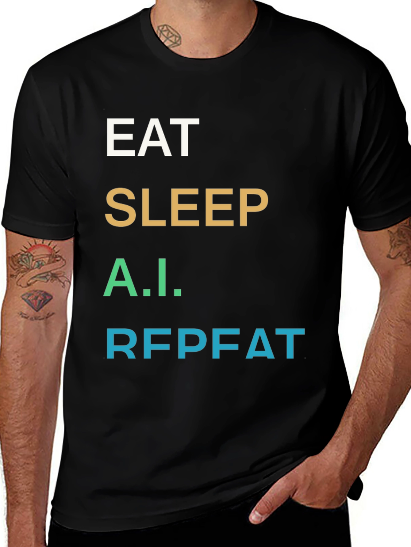 Variant 8 of Eat Sleep A.I. Repeat Black T-Shirt