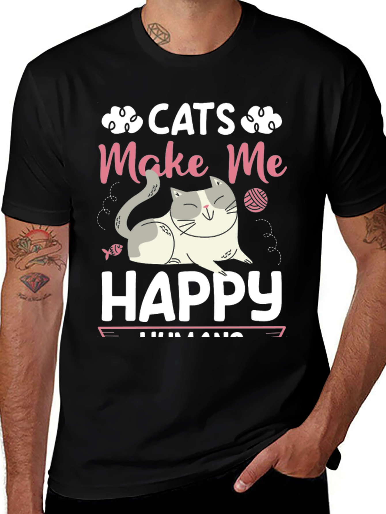 Variant 24 of Cats Make Me Happy Graphic T-Shirt