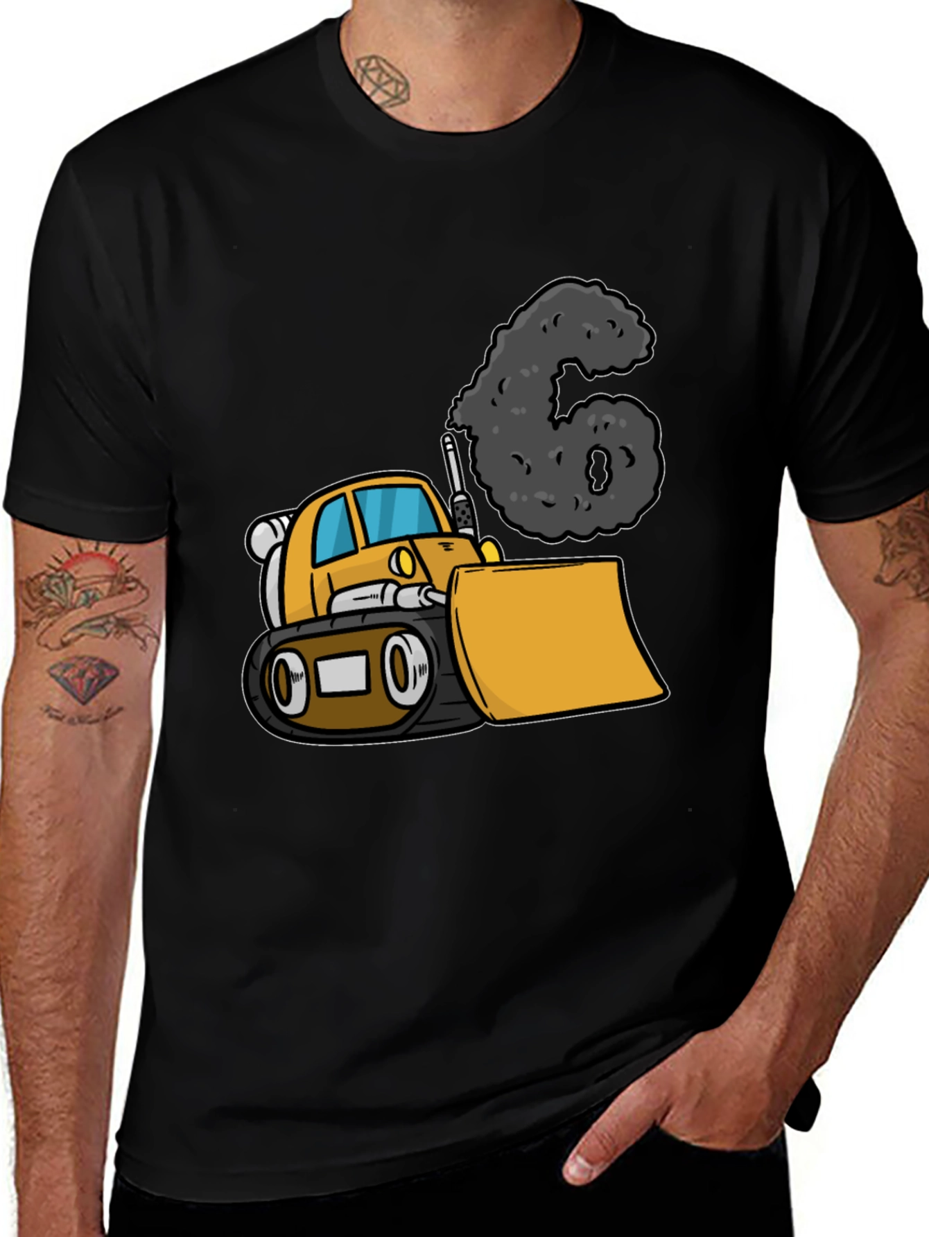 Variant 21 of Bulldozer Birthday T-Shirt - Sixth Birthday Gift