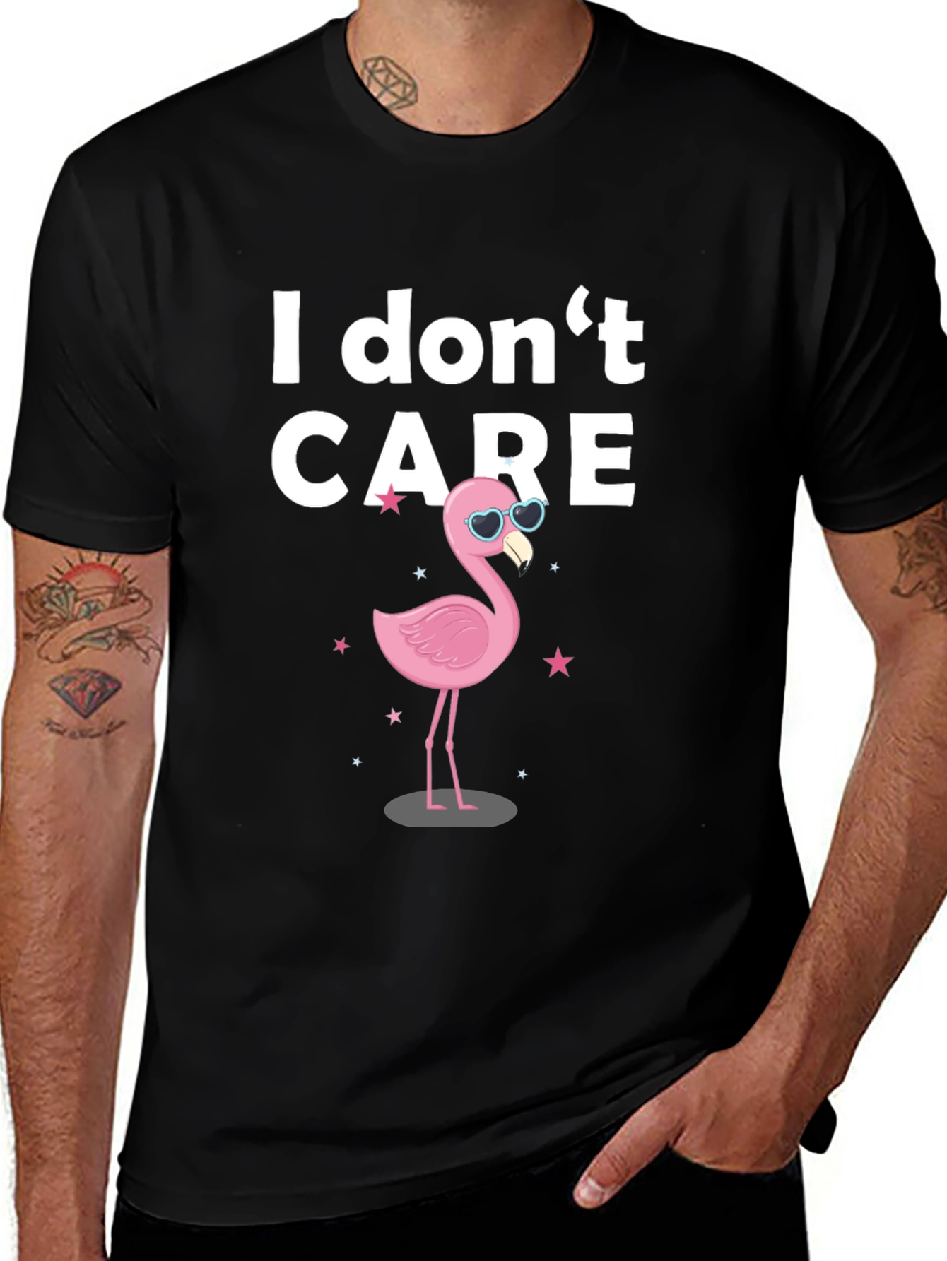 I Don't Care Flamingo T-Shirt - Quirky Graphic Tee