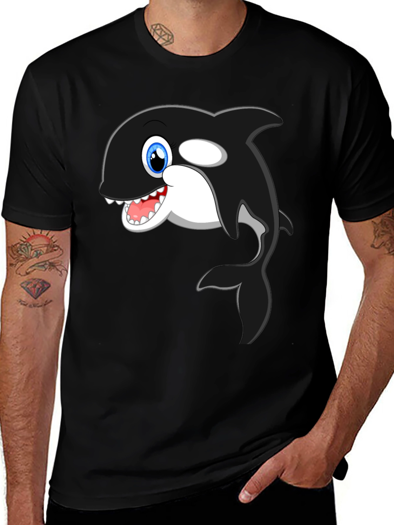 Cartoon Killer Whale Graphic T-Shirt