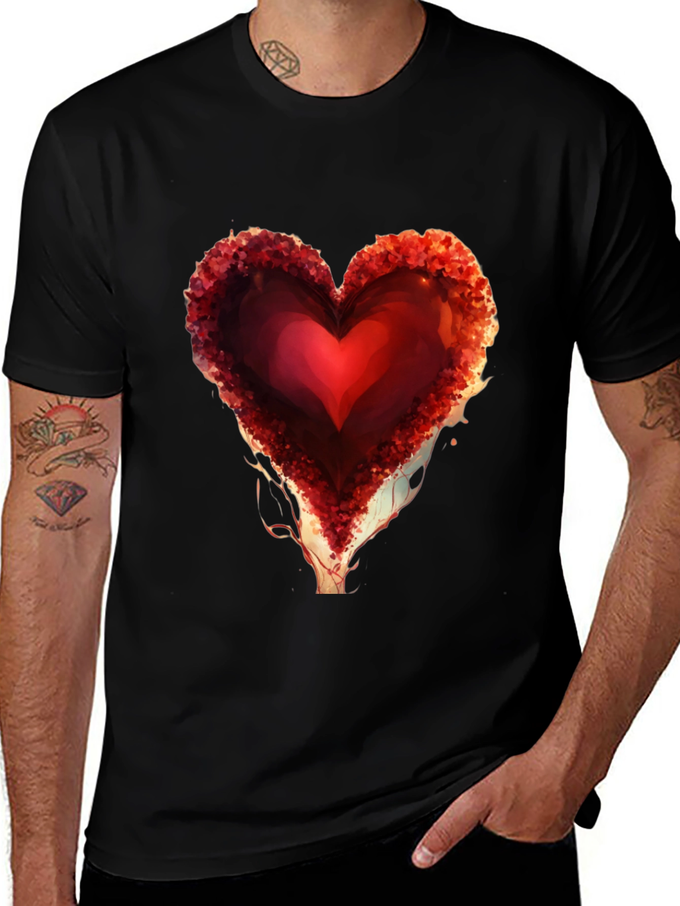 Variant 11 of Heart Design Black Graphic Tee