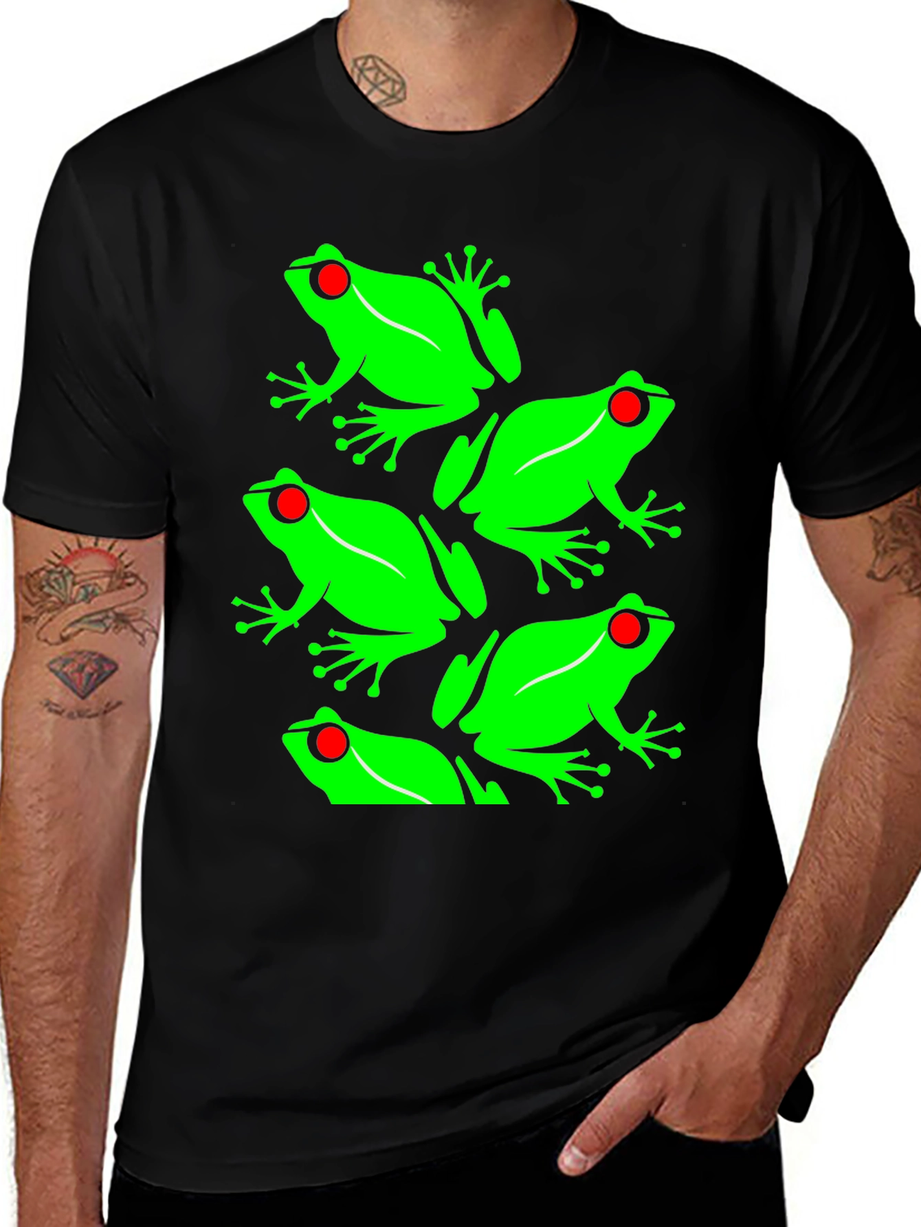 Variant 28 of Frog Pattern Graphic Tee - Black