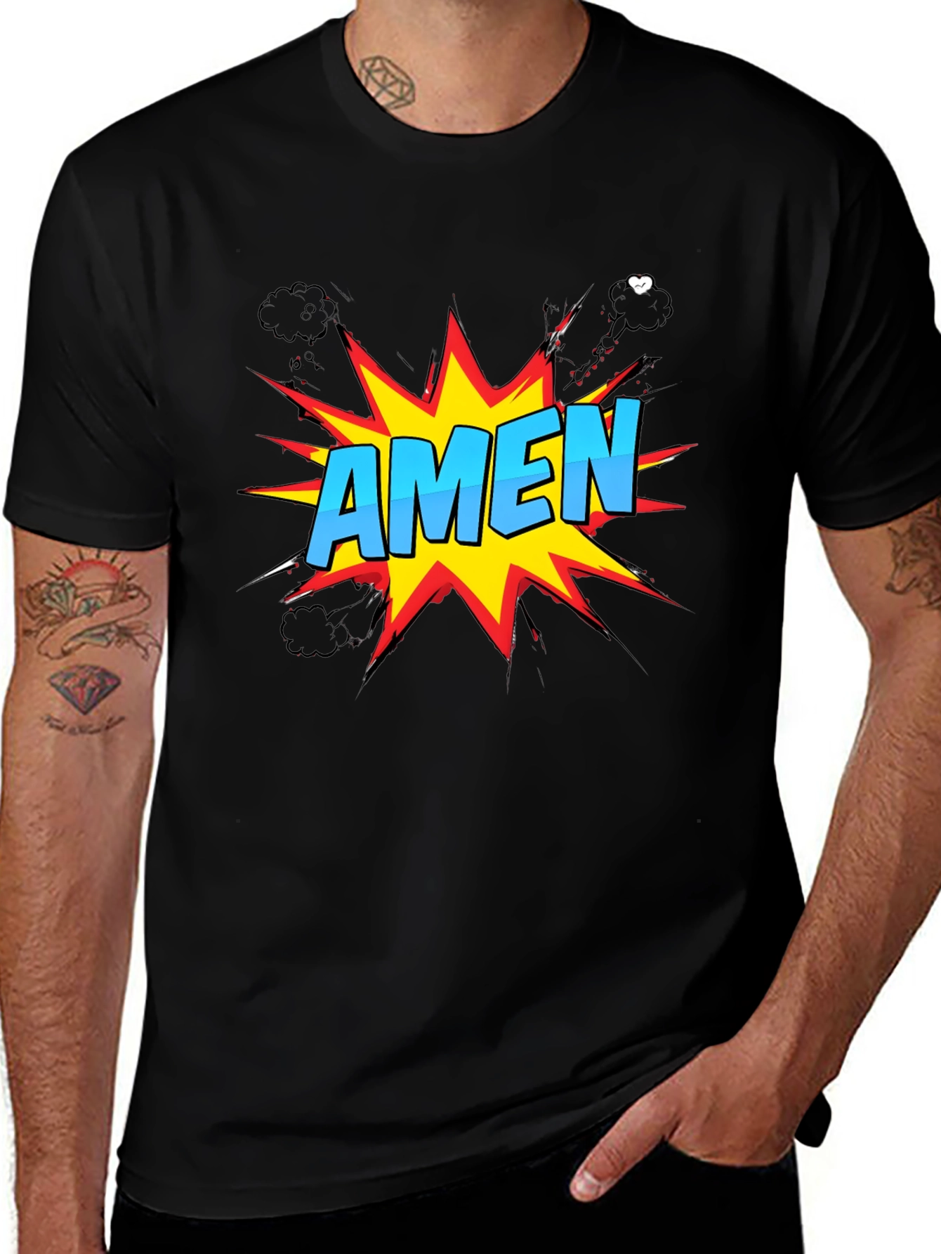 Variant 4 of Comic Style "Amen" Graphic T-Shirt - Christian Apparel