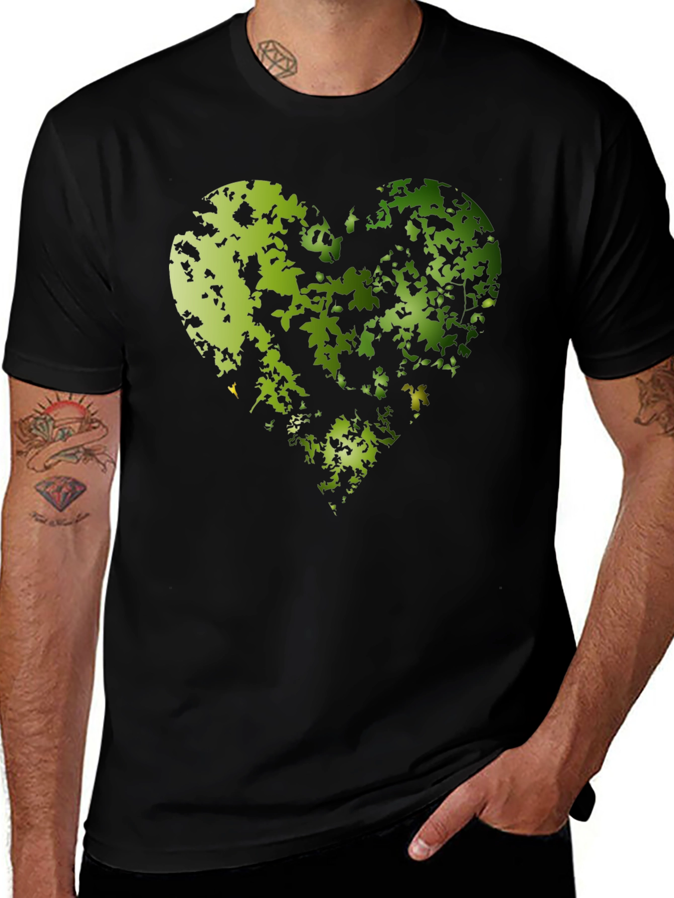 Variant 30 of Nature Heart Graphic Tee - Black