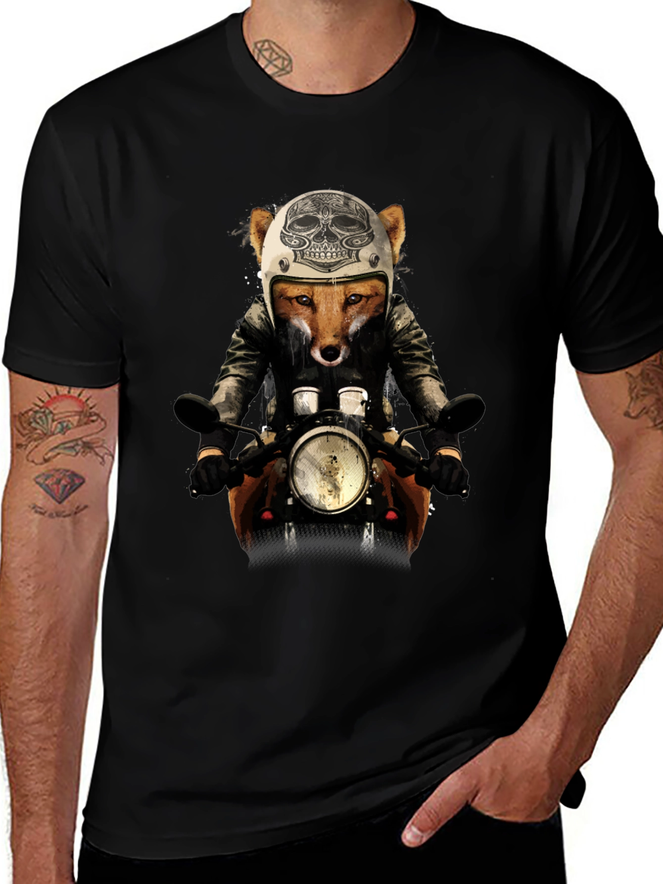 Variant 17 of Fox Biker T-Shirt - Unique Graphic Tee