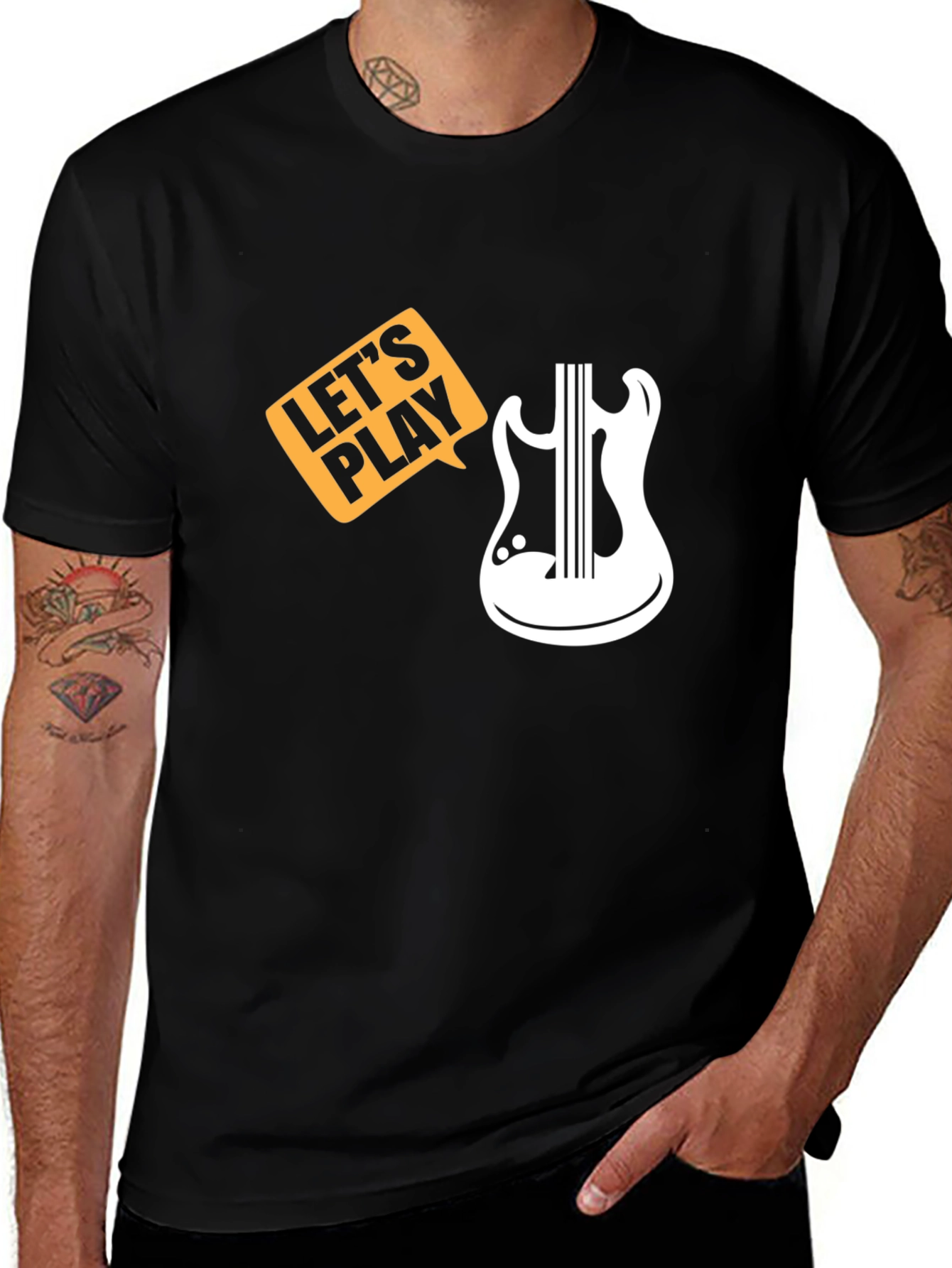 Variant 7 of Let's Play Guitar Graphic Tee - Black
