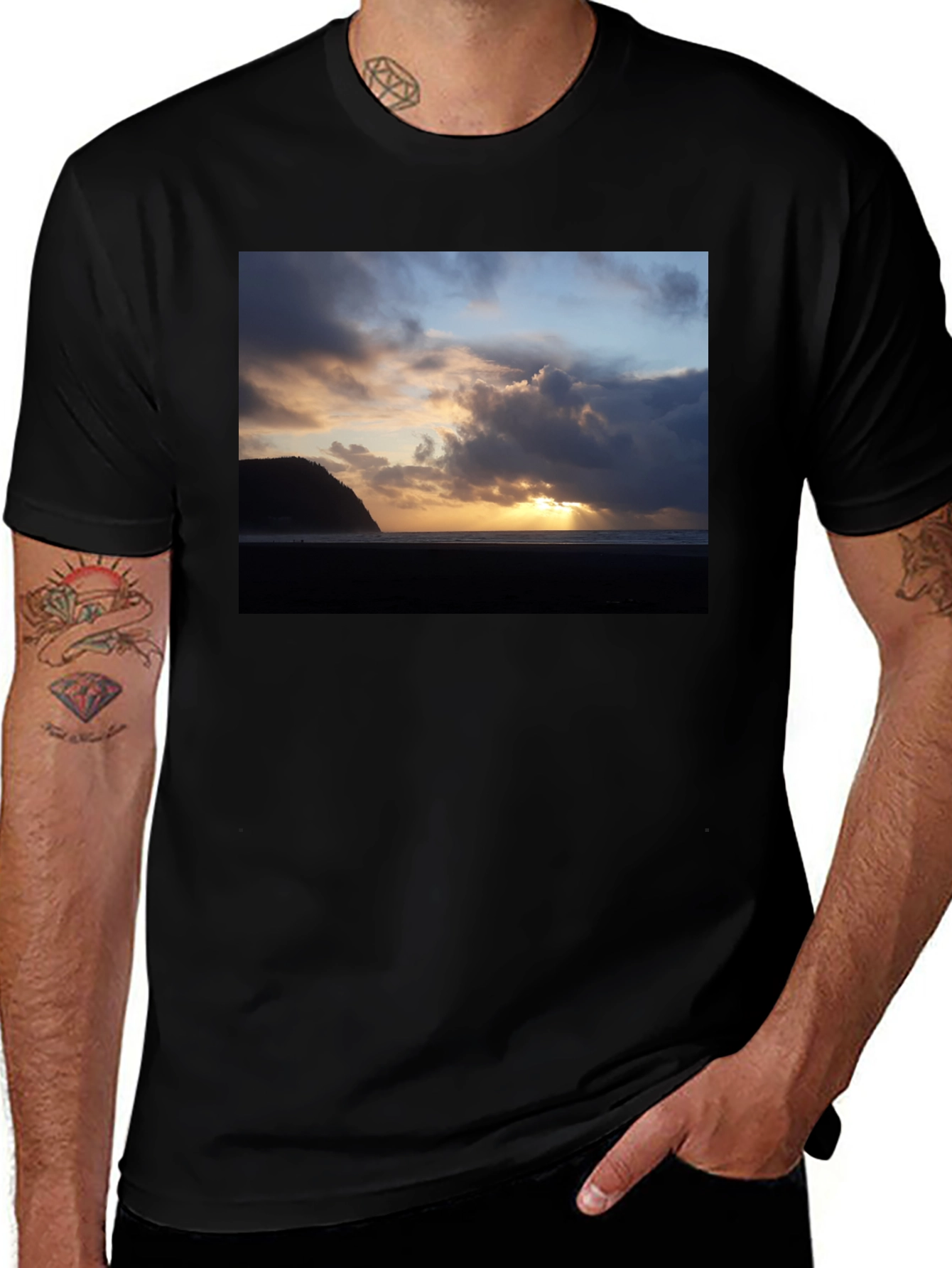 Variant 15 of Beach Sunset Graphic Tee - Premium Black T-Shirt