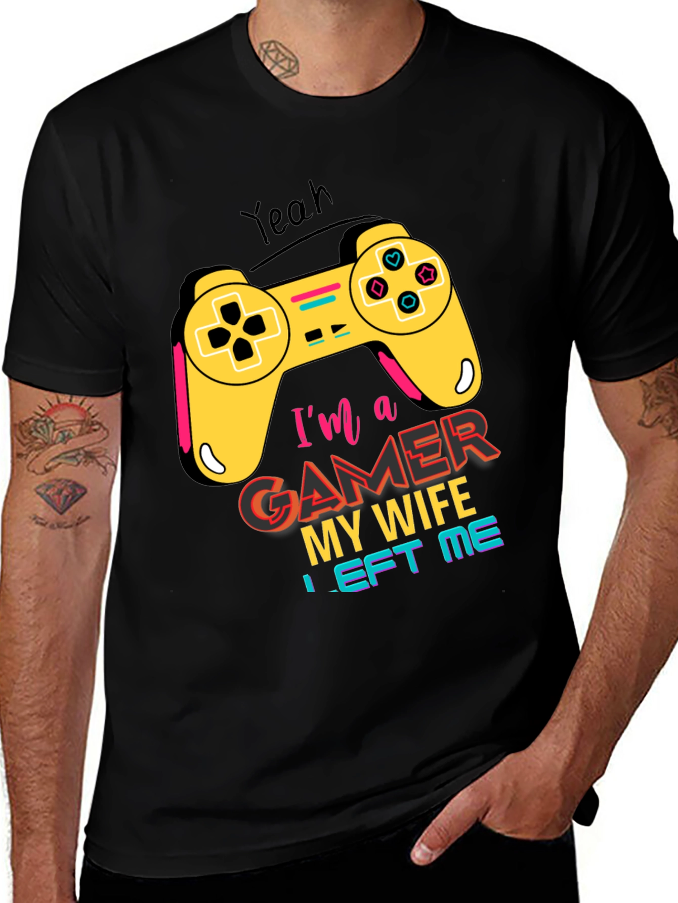 Variant 24 of Gamer T-Shirt - My Wife Left Me Gaming Tee
