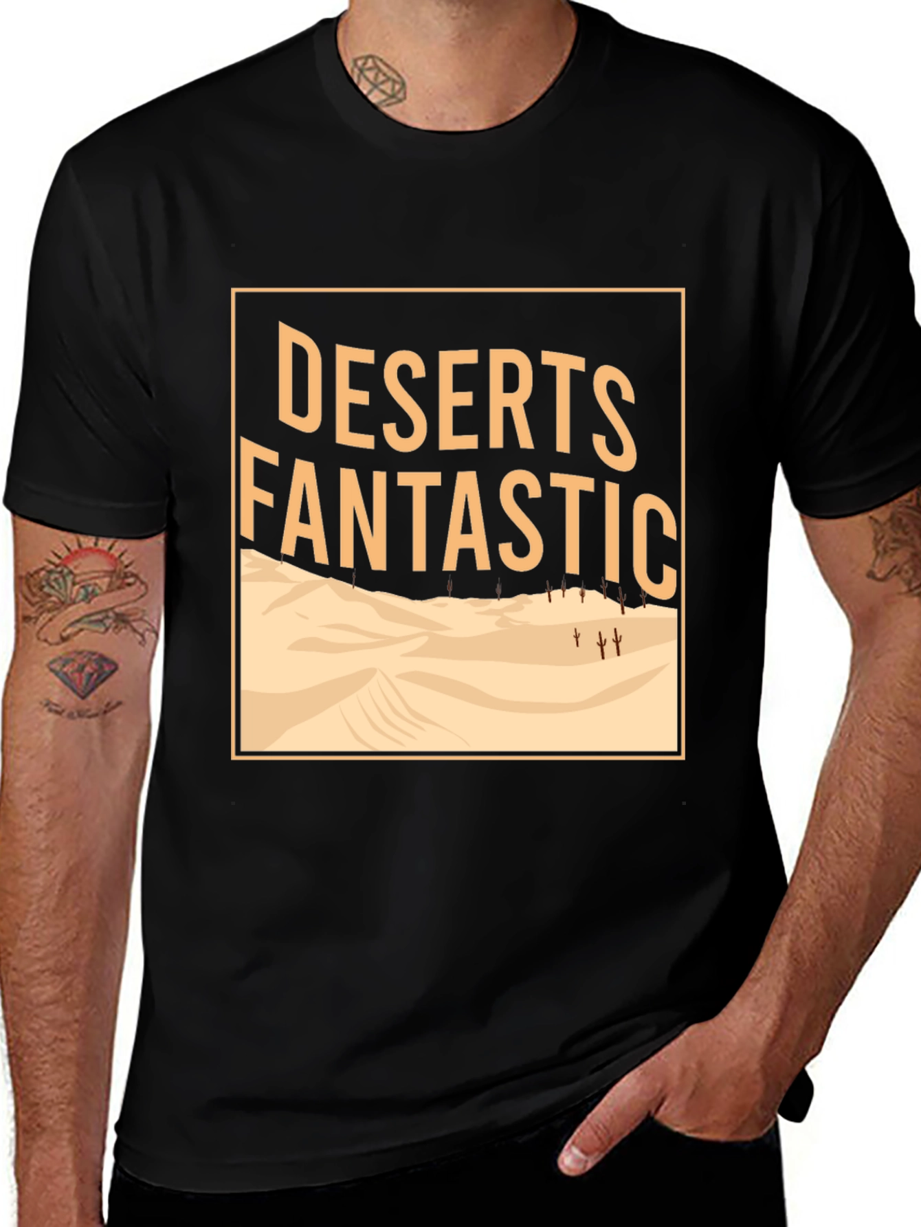 Variant 12 of Deserts Fantastic Graphic Tee - Mens Crew Neck Black T-Shirt