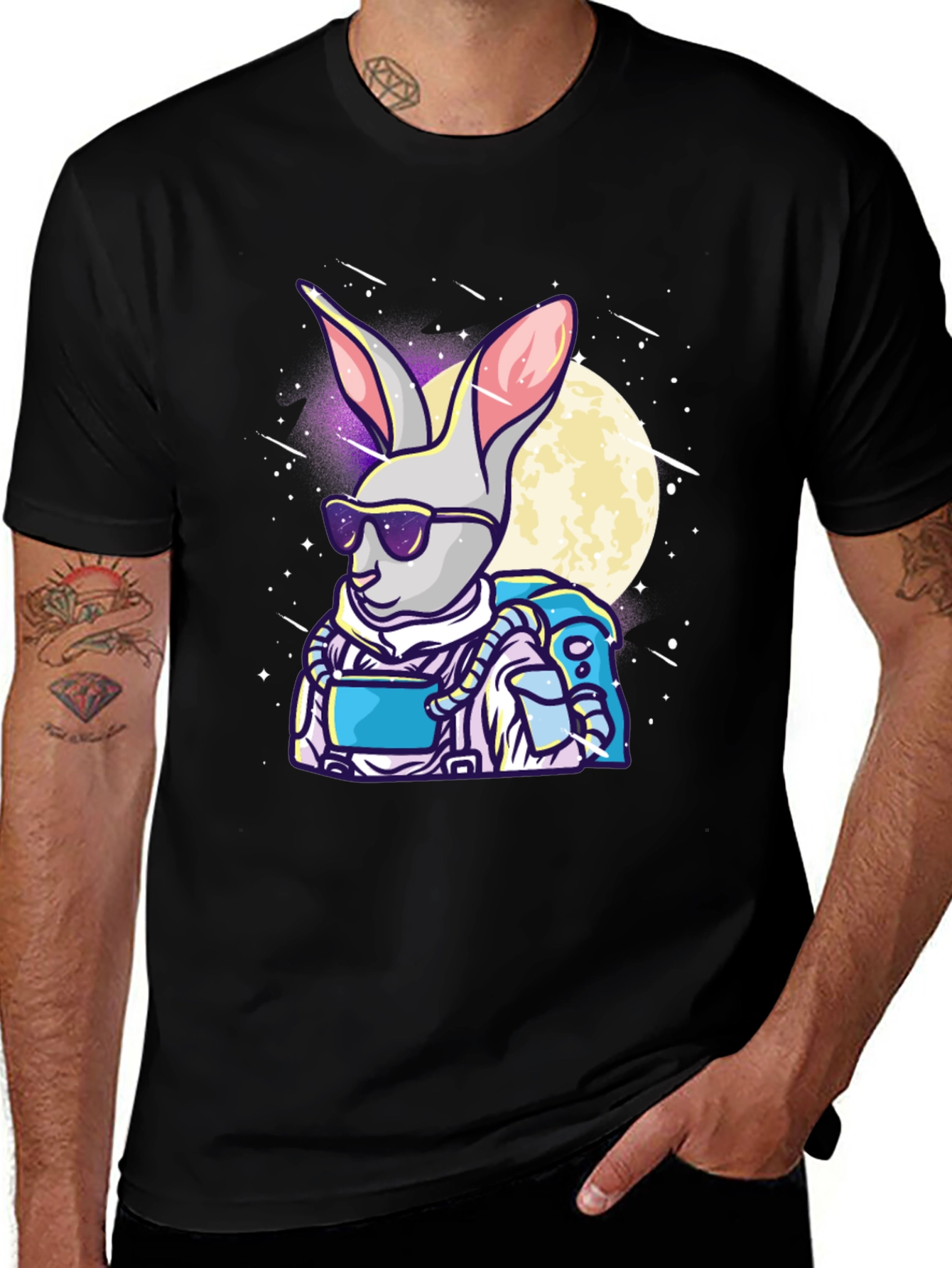 Astronaut Rabbit Graphic Tee - Space Adventure