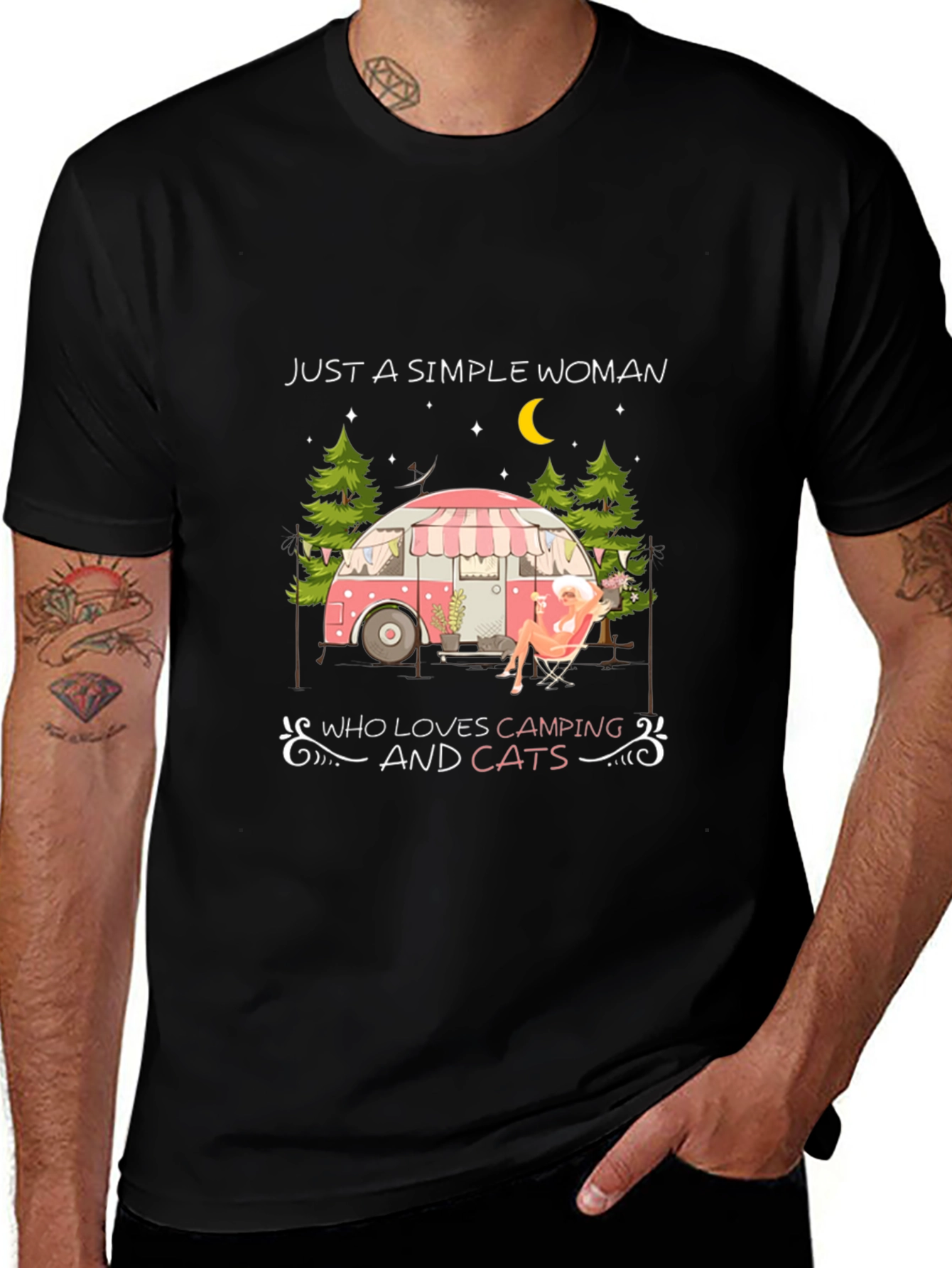 Variant 22 of Camping & Cats T-Shirt - Simple Woman Design