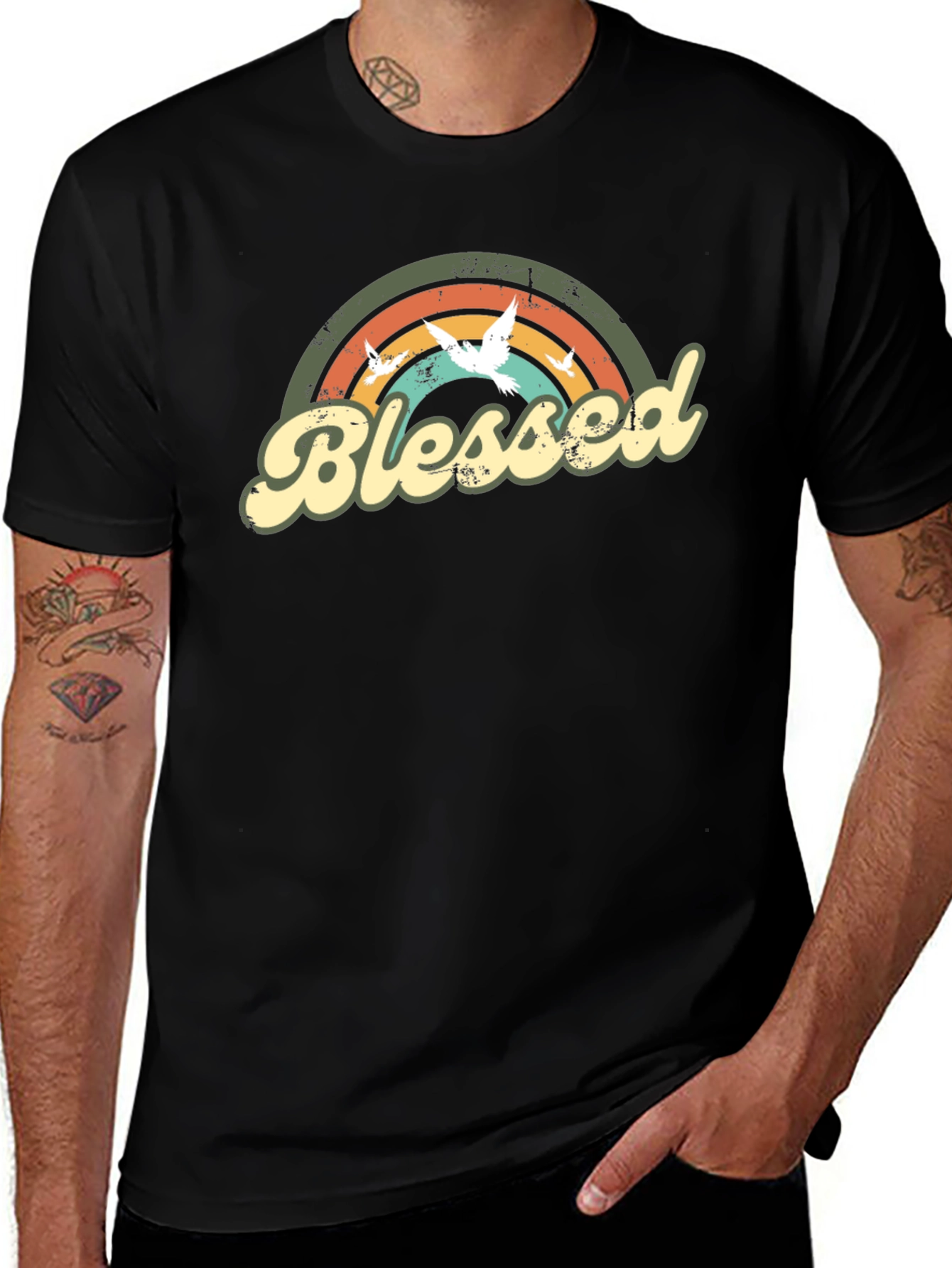 Variant 9 of Blessed Rainbow Dove Graphic T-Shirt