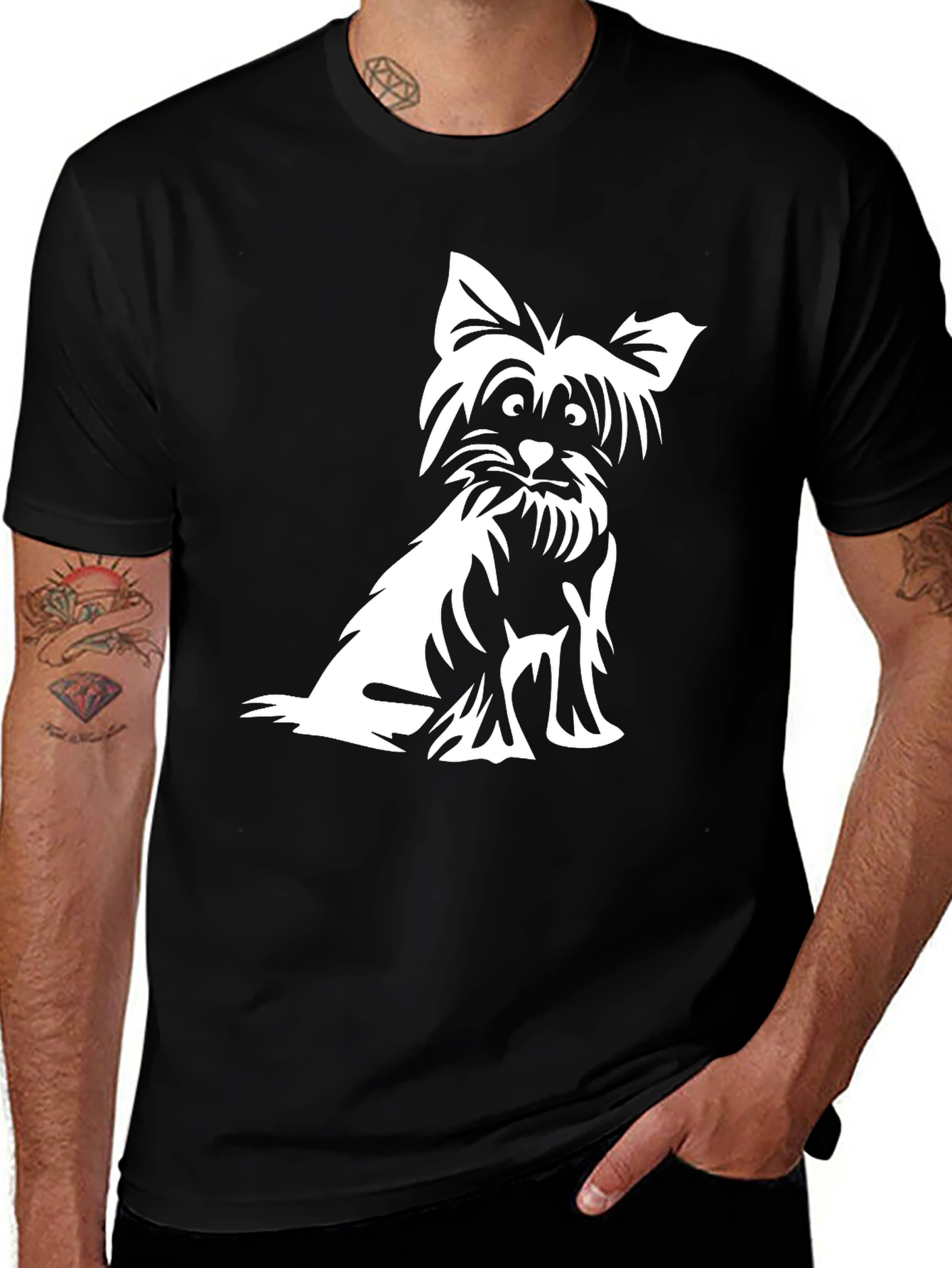Variant 12 of Dog Graphic Tee - Men's Black T-Shirt