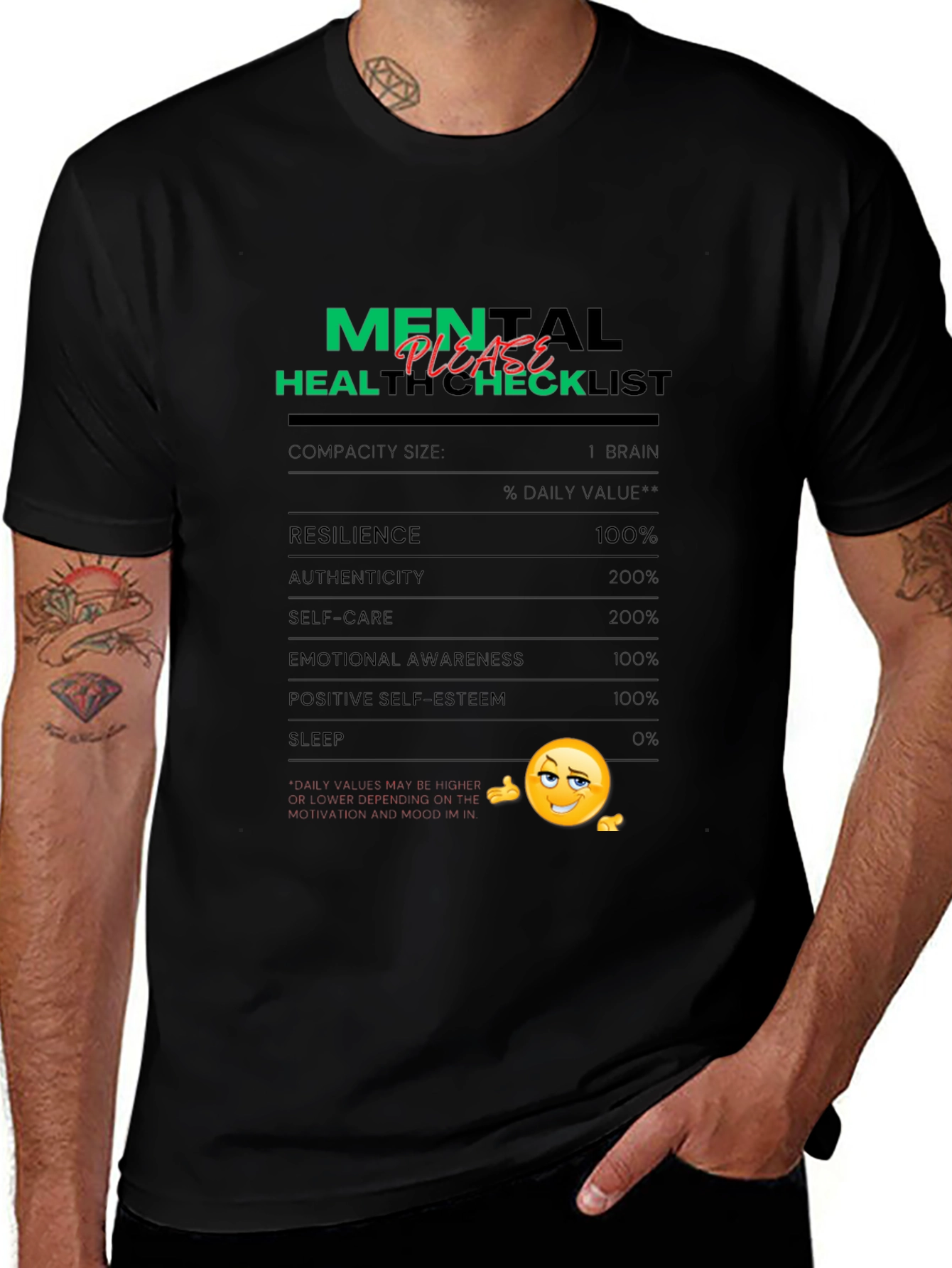 Variant 29 of Mental Health Checklist Graphic Tee