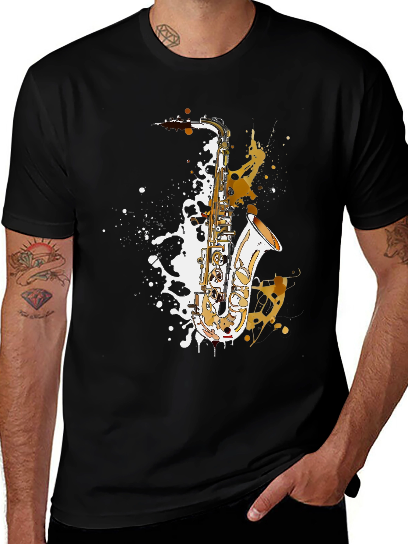 Variant 26 of Saxophone Graphic Black T-Shirt