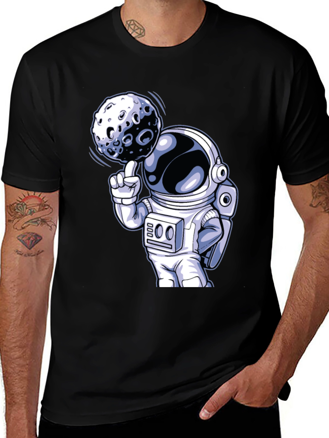 Variant 15 of Astronaut Moon Spin Graphic T-Shirt - Outer Space Style
