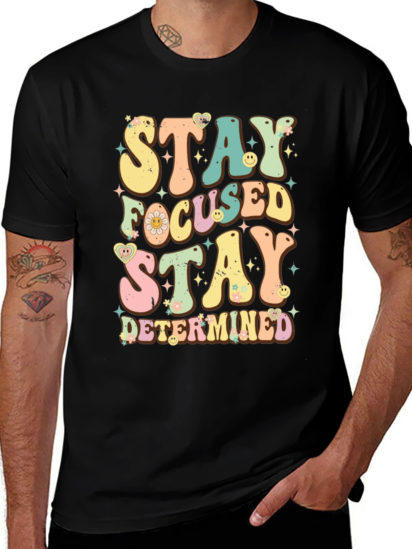 Variant 9 of Stay Focused Black Graphic Tee