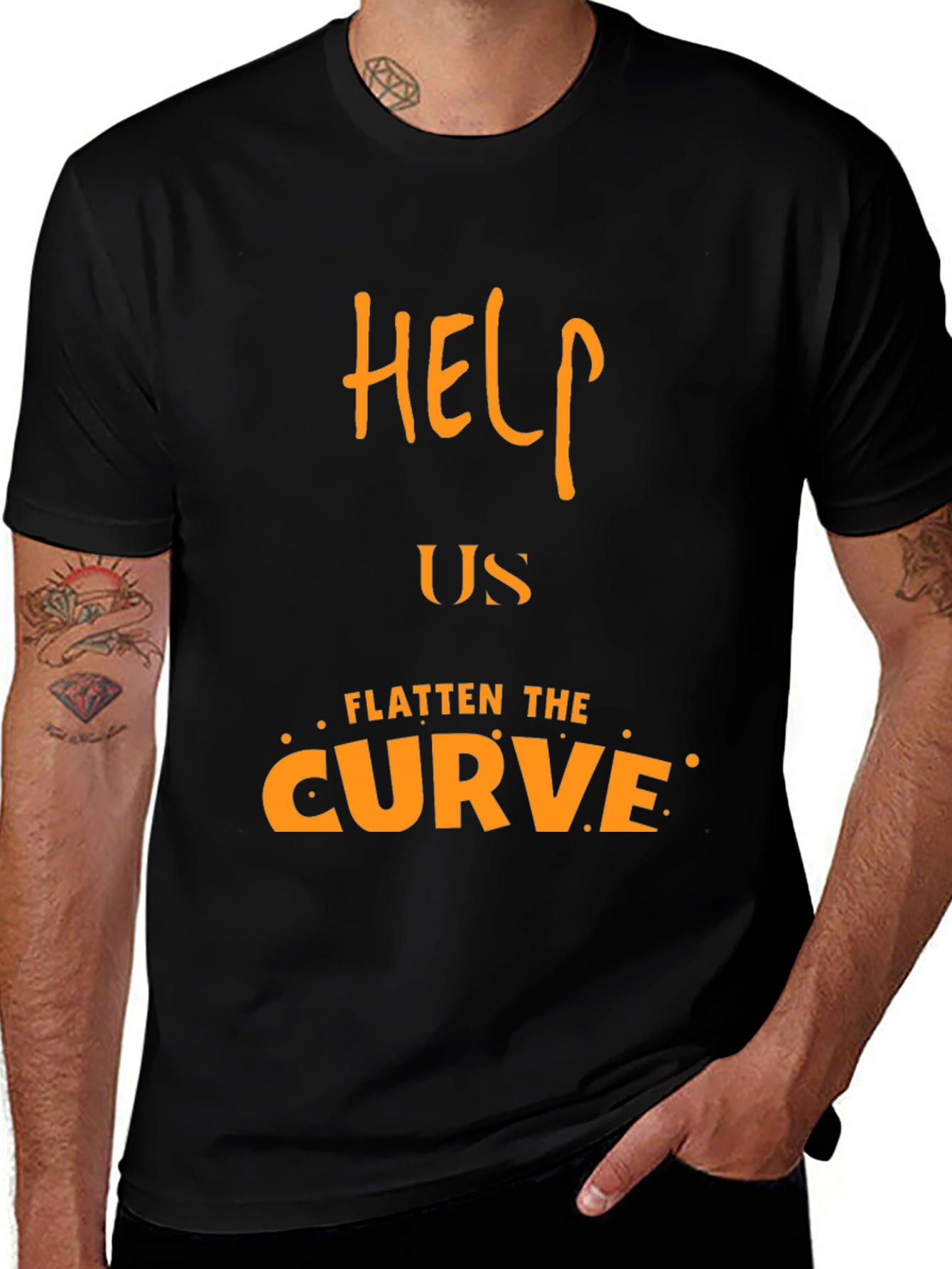 Variant 18 of Help Us Flatten the Curve T-Shirt - Social Awareness