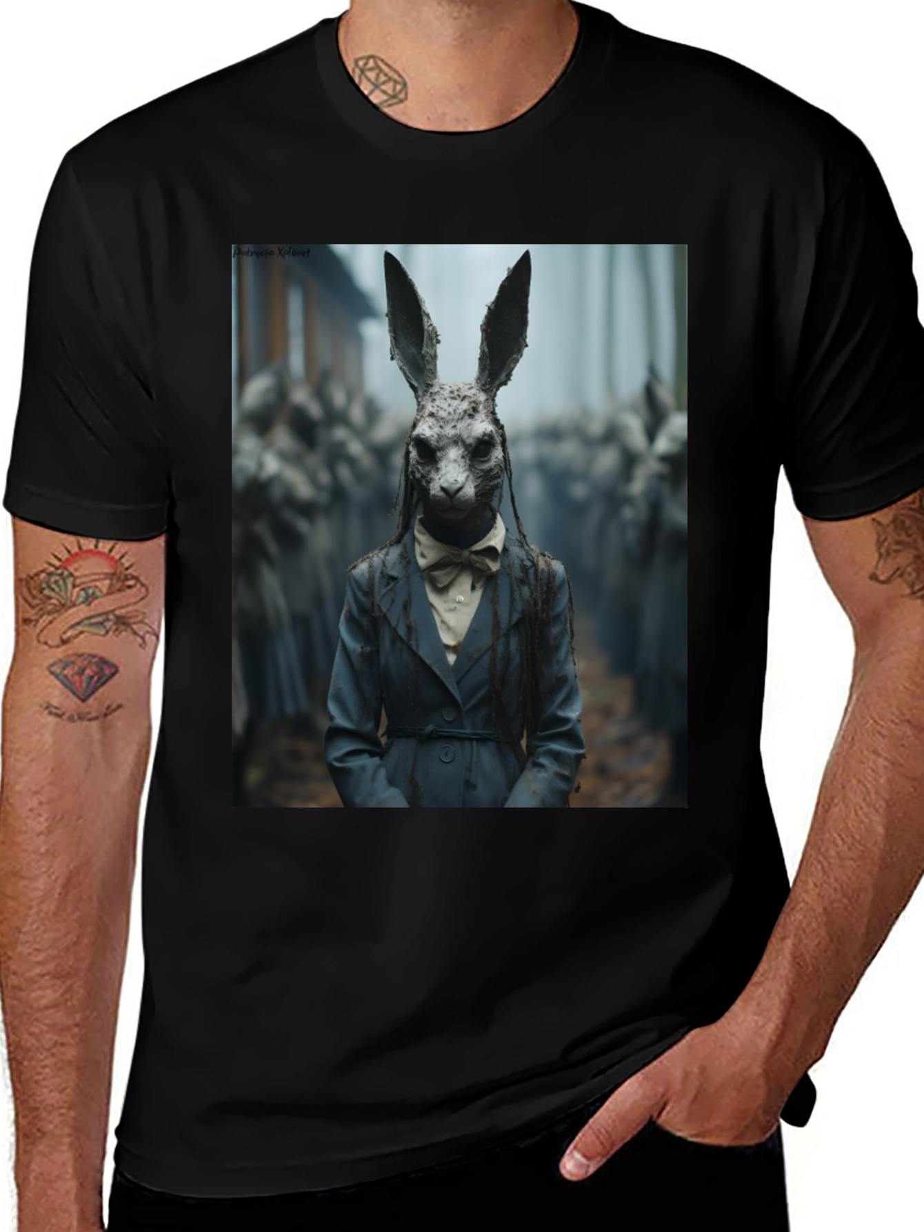 Variant 28 of Creepy Rabbit Portrait T-Shirt