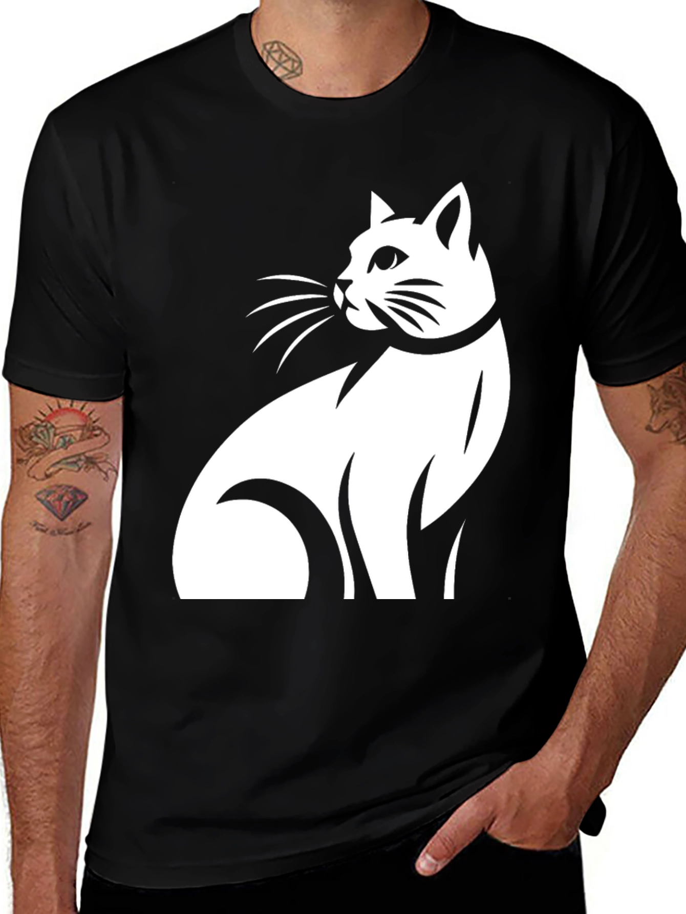 Variant 2 of Cat Graphic Tee - Black T-Shirt