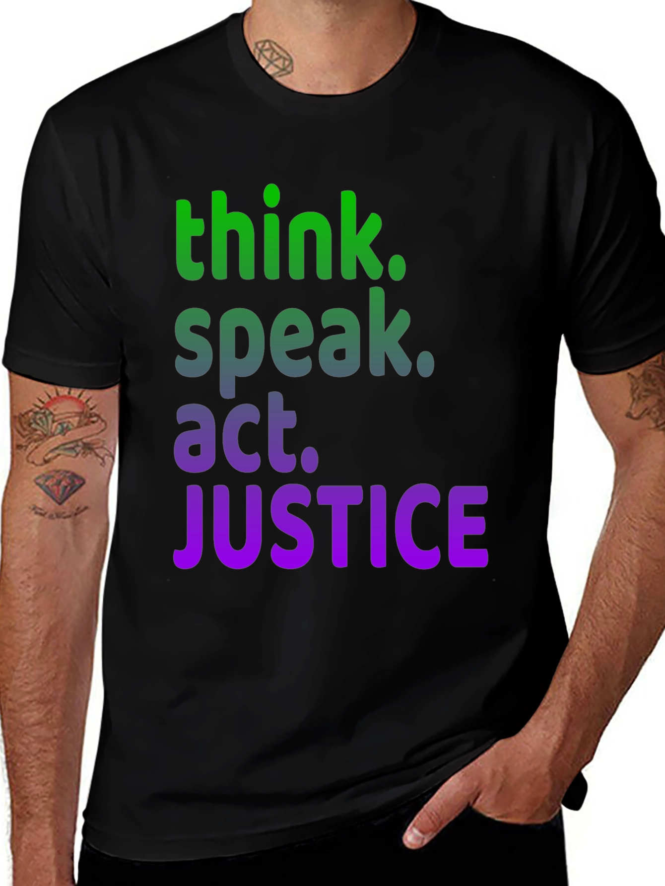 Variant 19 of Think Speak Act Justice Graphic Tee