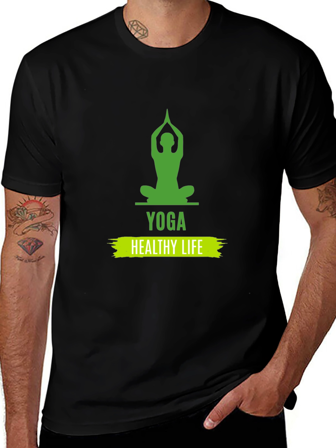 Variant 17 of Yoga Healthy Life Graphic Tee - Unisex Black T-Shirt
