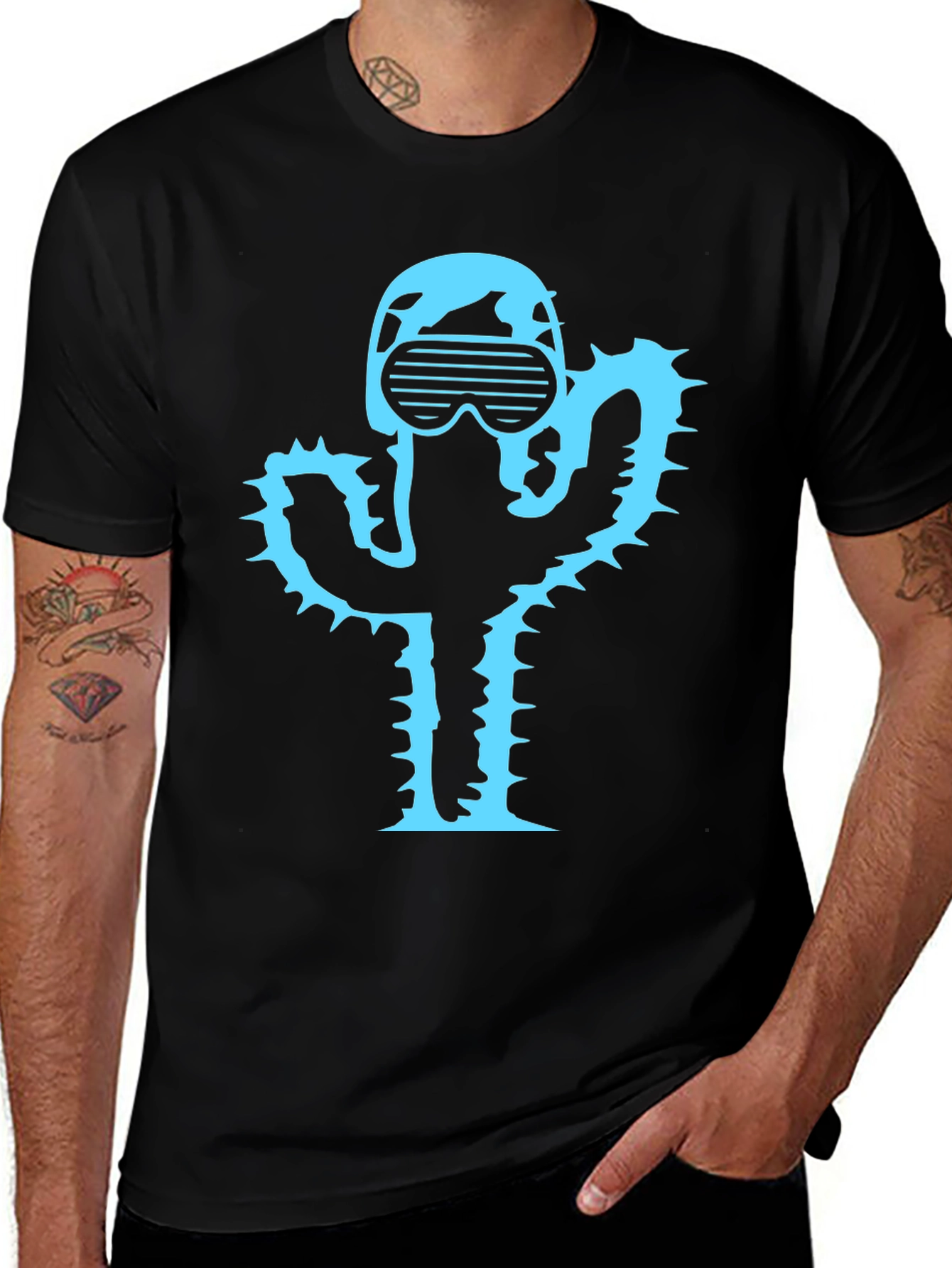 Variant 12 of Cool Cactus T-Shirt - Black Graphic Tee