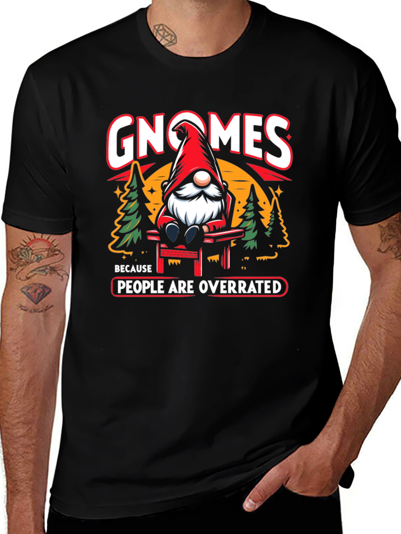Variant 7 of Gnomes People Overrated Black T-Shirt