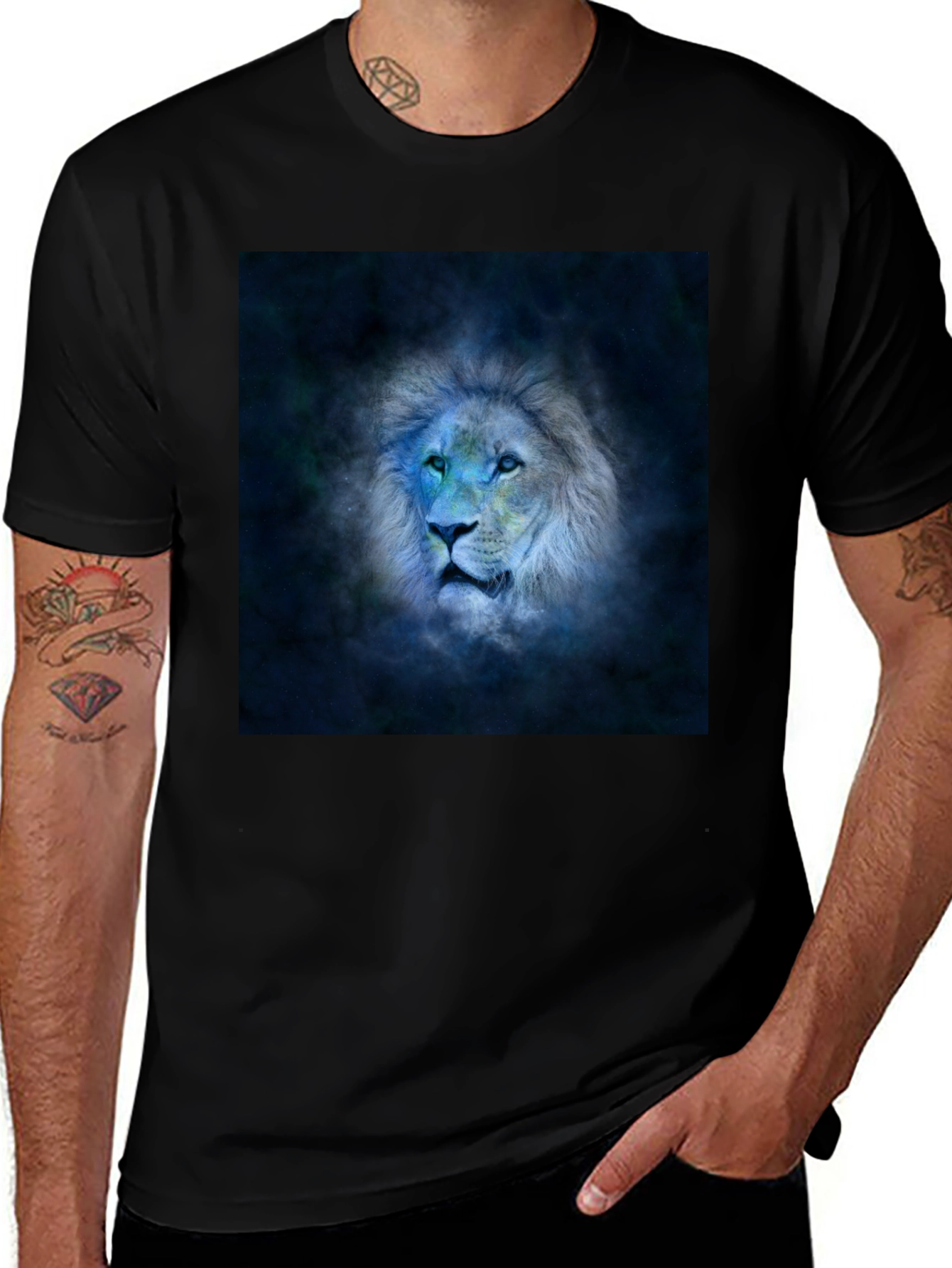 Variant 4 of Lion Graphic T-Shirt - Men's Black Tee