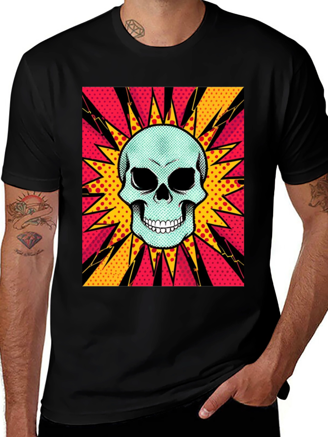 Variant 7 of Pop Art Skull Graphic T-Shirt