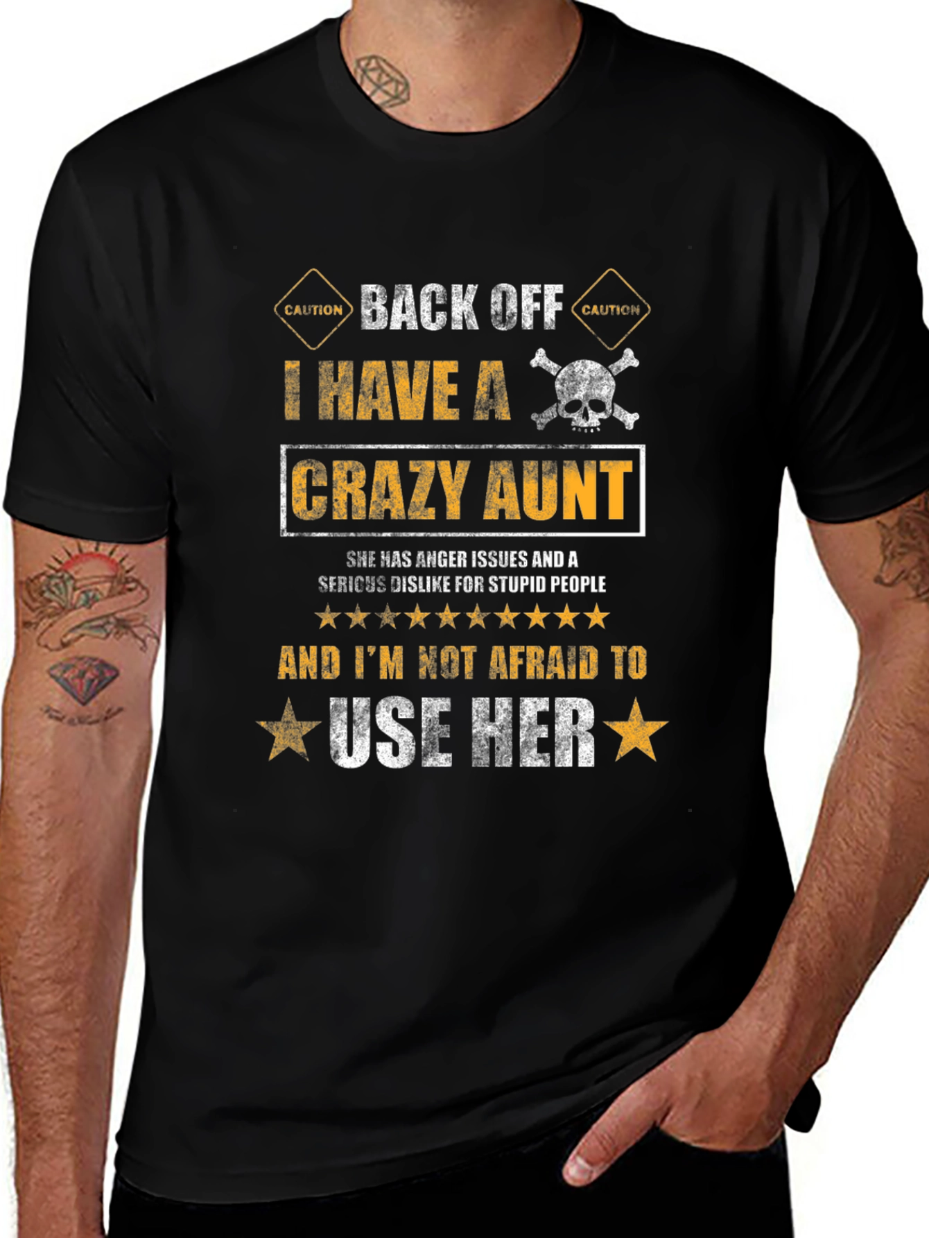 Variant 27 of Caution Crazy Aunt T-Shirt Novelty Graphic Tee
