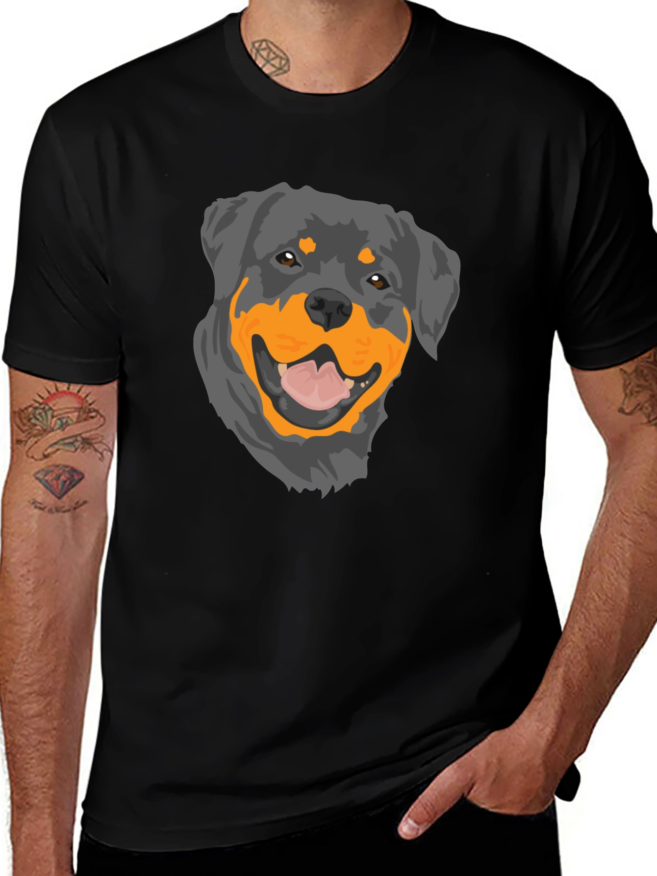 Variant 20 of Rottweiler Graphic T-Shirt - Black Cotton Tee