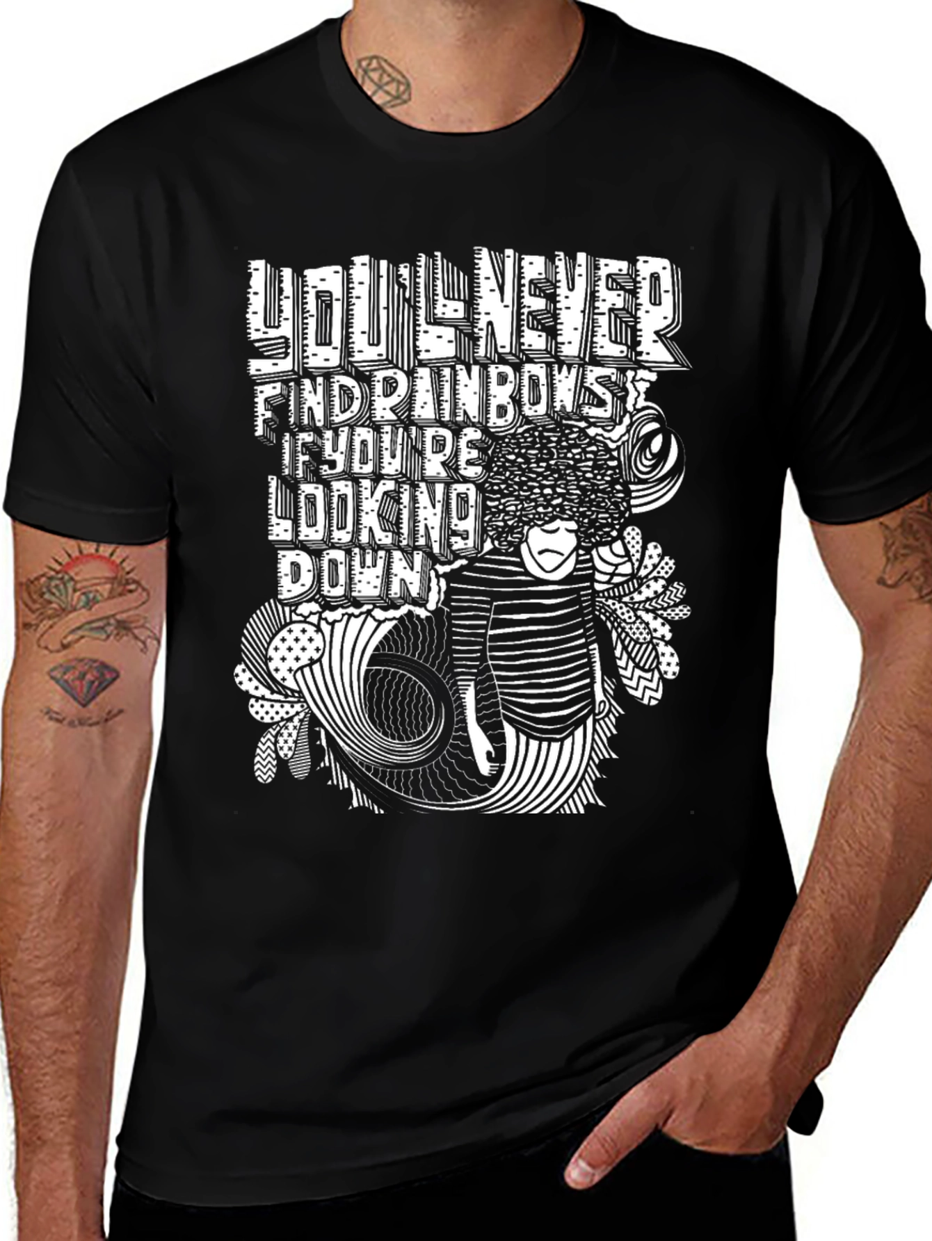 Variant 4 of Motivational Rainbow Graphic Black T-Shirt