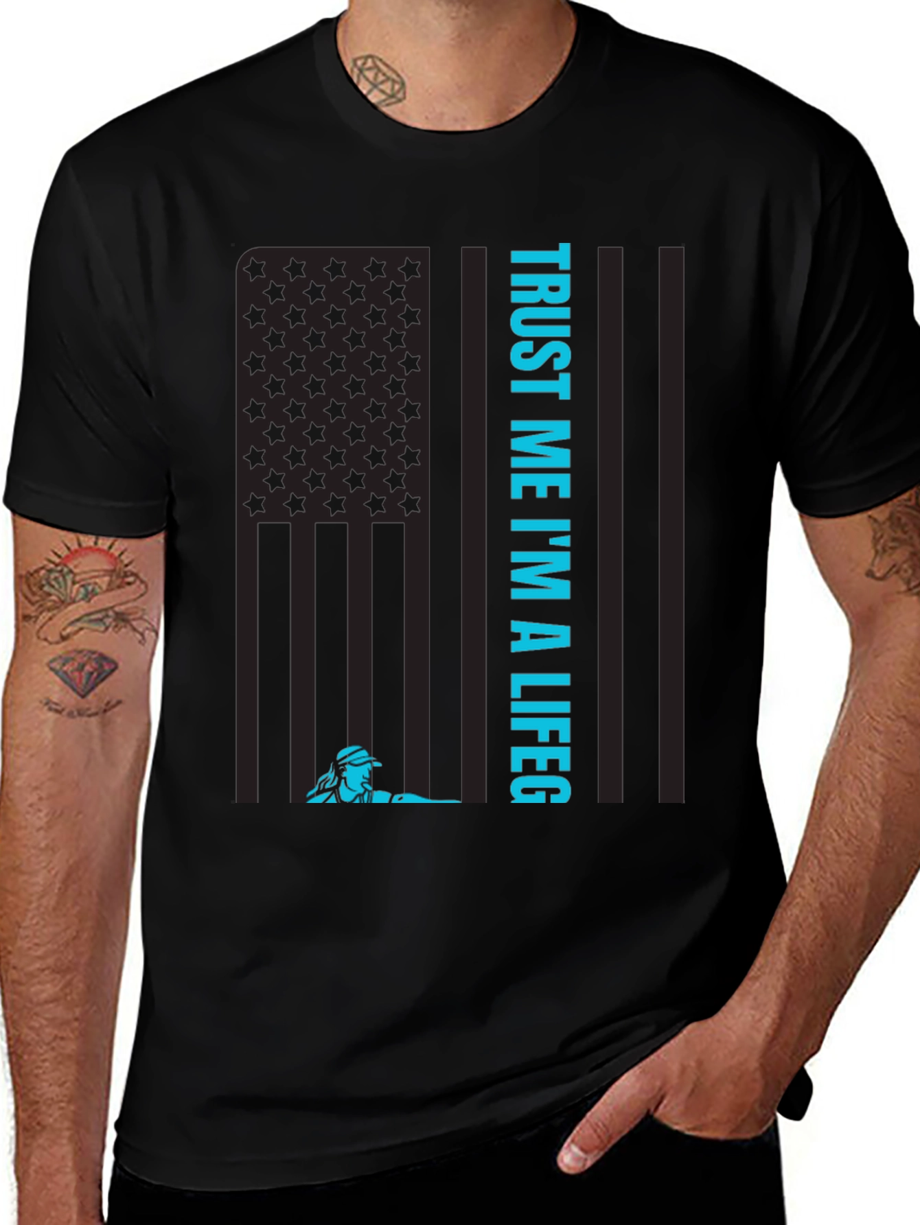 Variant 22 of Lifeguard T-Shirt - Trust Me - USA Flag Design