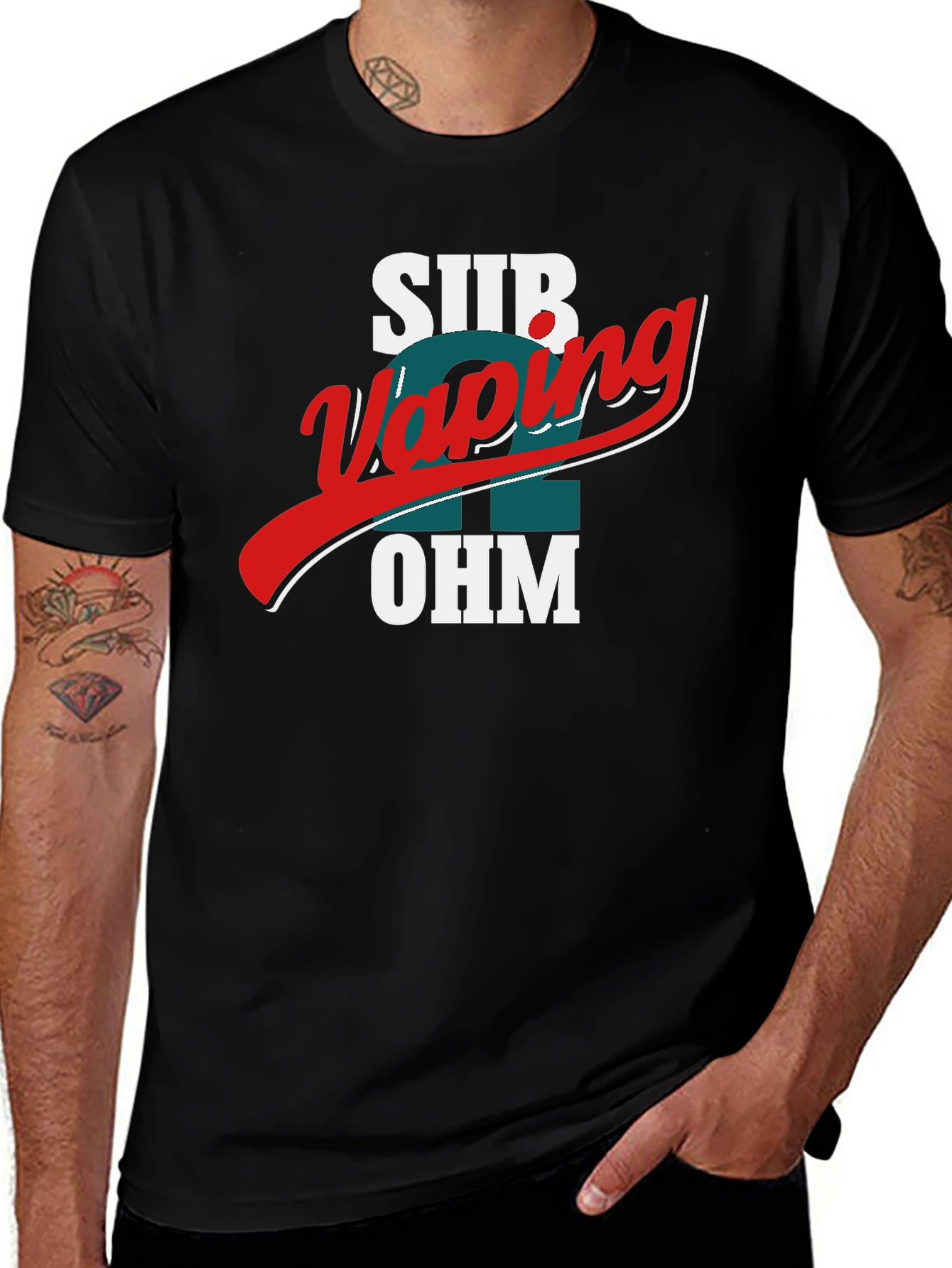 Variant 22 of Sub Ohm Vaping T-Shirt - Premium Black Tee