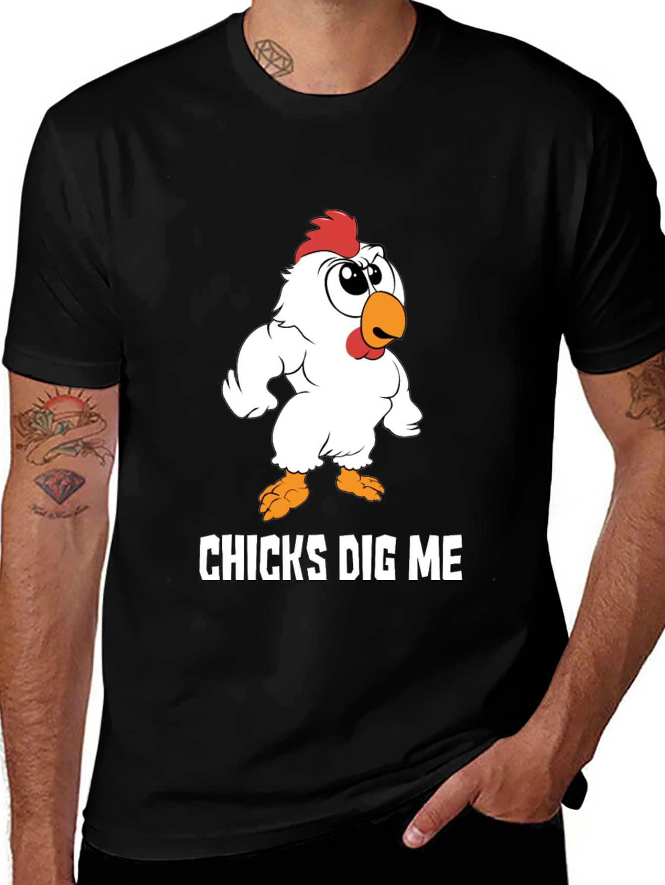 Variant 19 of Chicks Dig Me Funny Cartoon Chicken Graphic T-Shirt