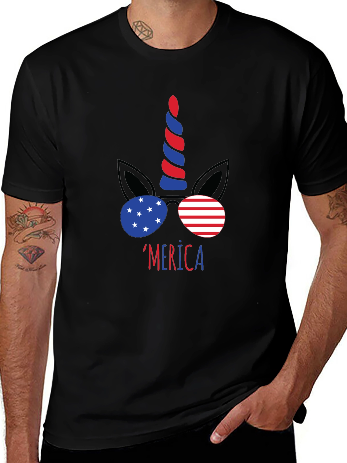 Variant 25 of Patriotic Unicorn Graphic T-Shirt