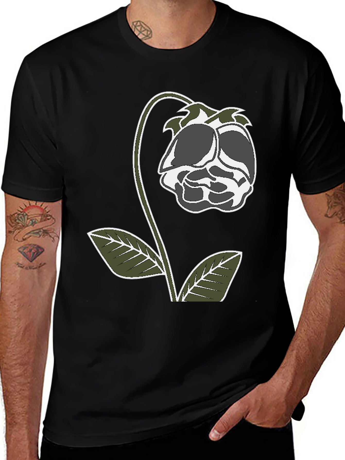 Variant 9 of Floral Graphic Print T-Shirt - Black