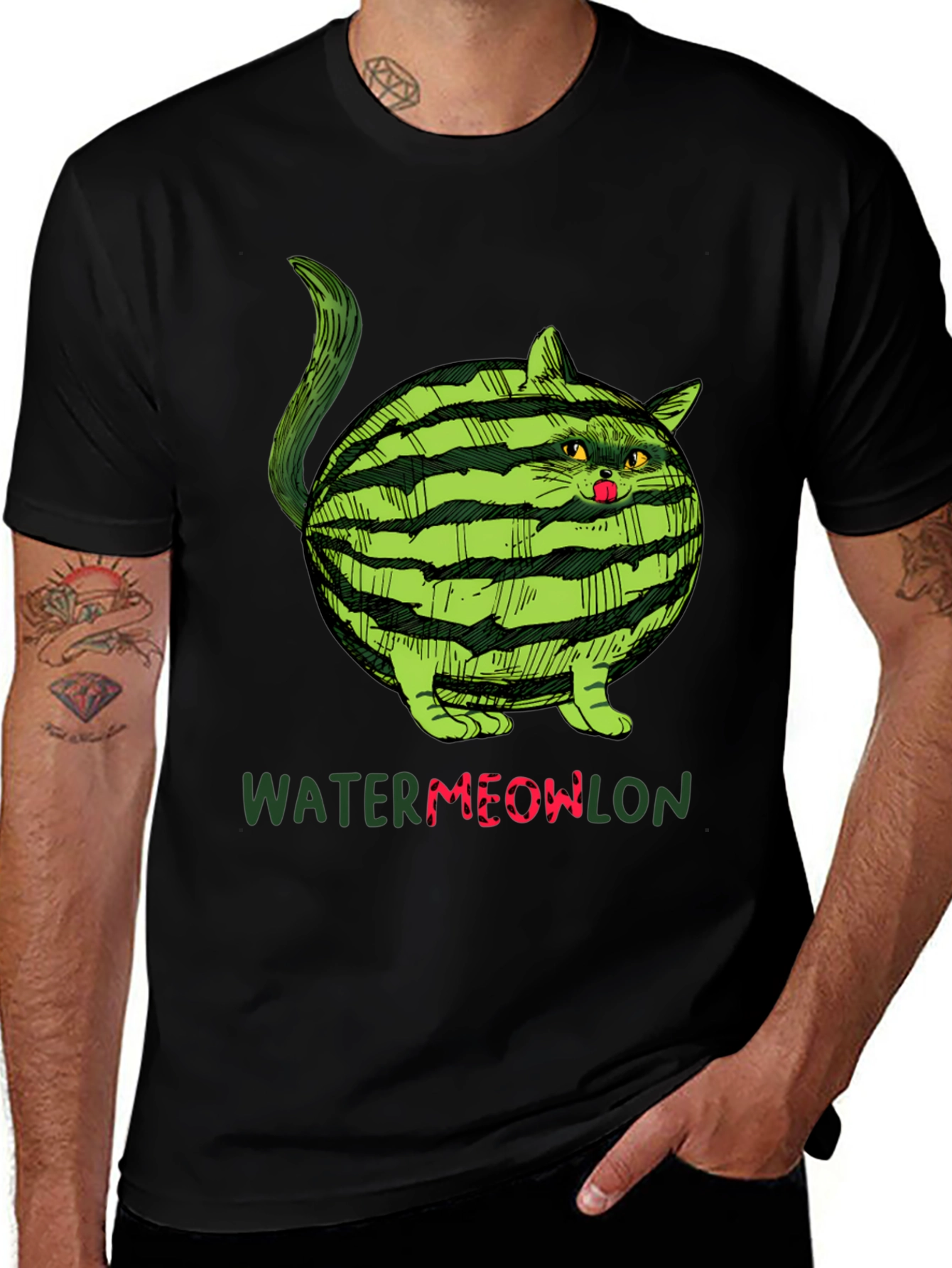 Variant 13 of Watermeowlon T-Shirt - Funny Cat Watermelon Design