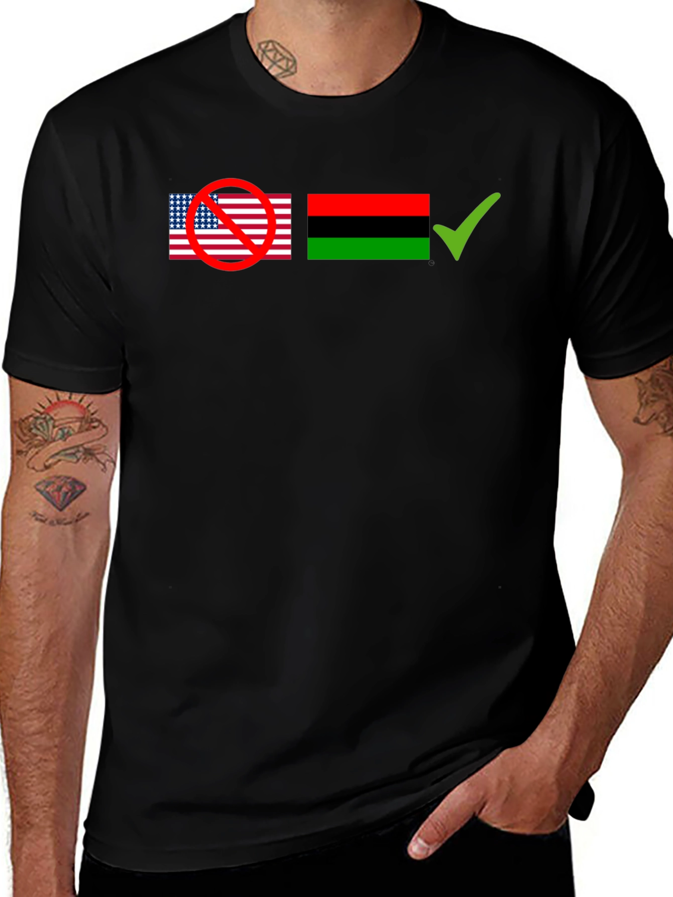 Black Empowerment T-Shirt - USA/Pan-African Flag